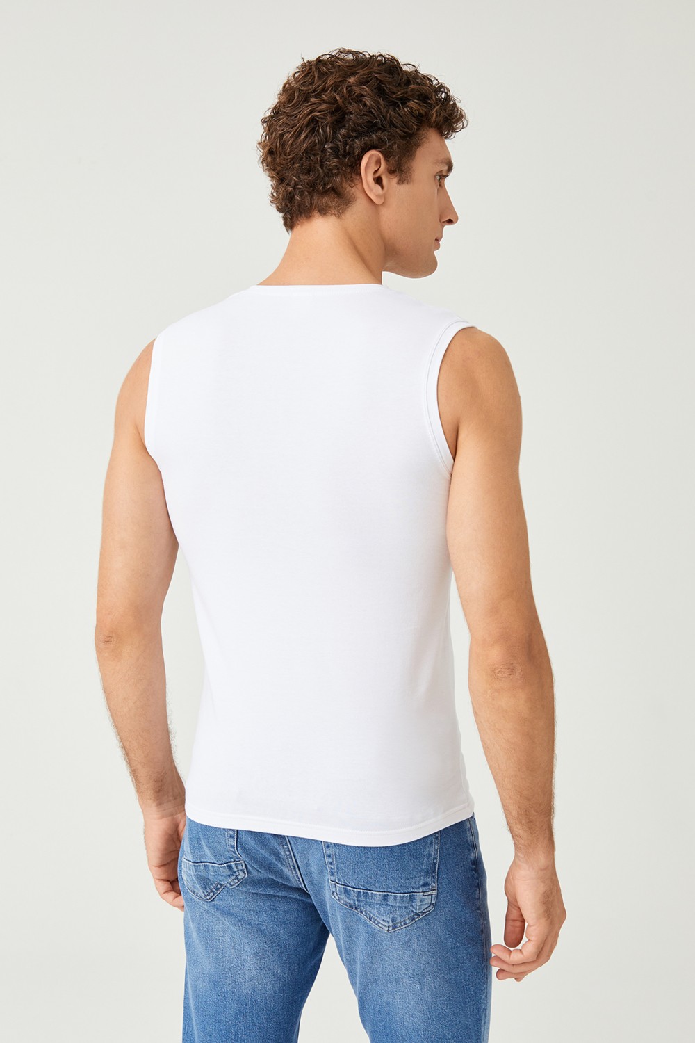 FSM 1453 Fsm1453 Erkek Pamuklu Süprem Penye Slim Fit V- Yaka Kolsuz Likralı Üst 6'lı - 1015 görsel 6