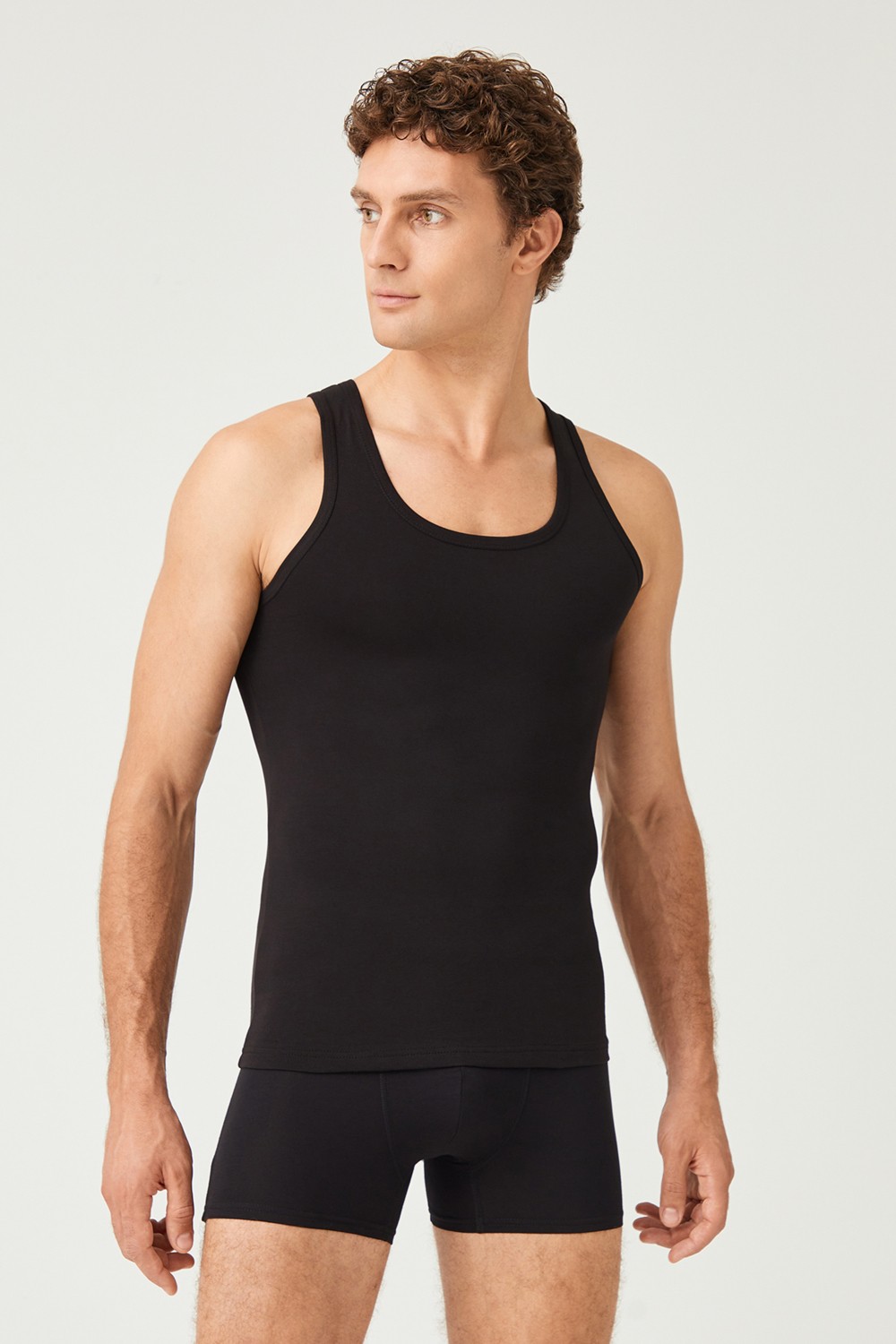 FSM 1453 Fsm1453 Erkek Pamuklu Süprem Penye Slim Fit Likralı Atlet 6'lı - 1002