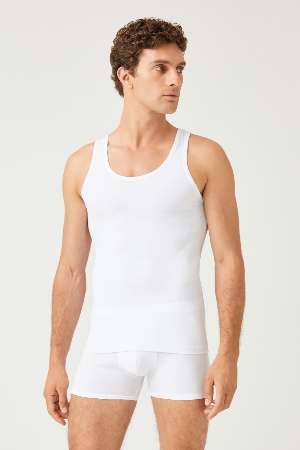FSM 1453 Fsm1453 Erkek Pamuklu Süprem Penye Slim Fit Likralı Atlet 6'lı - 1002