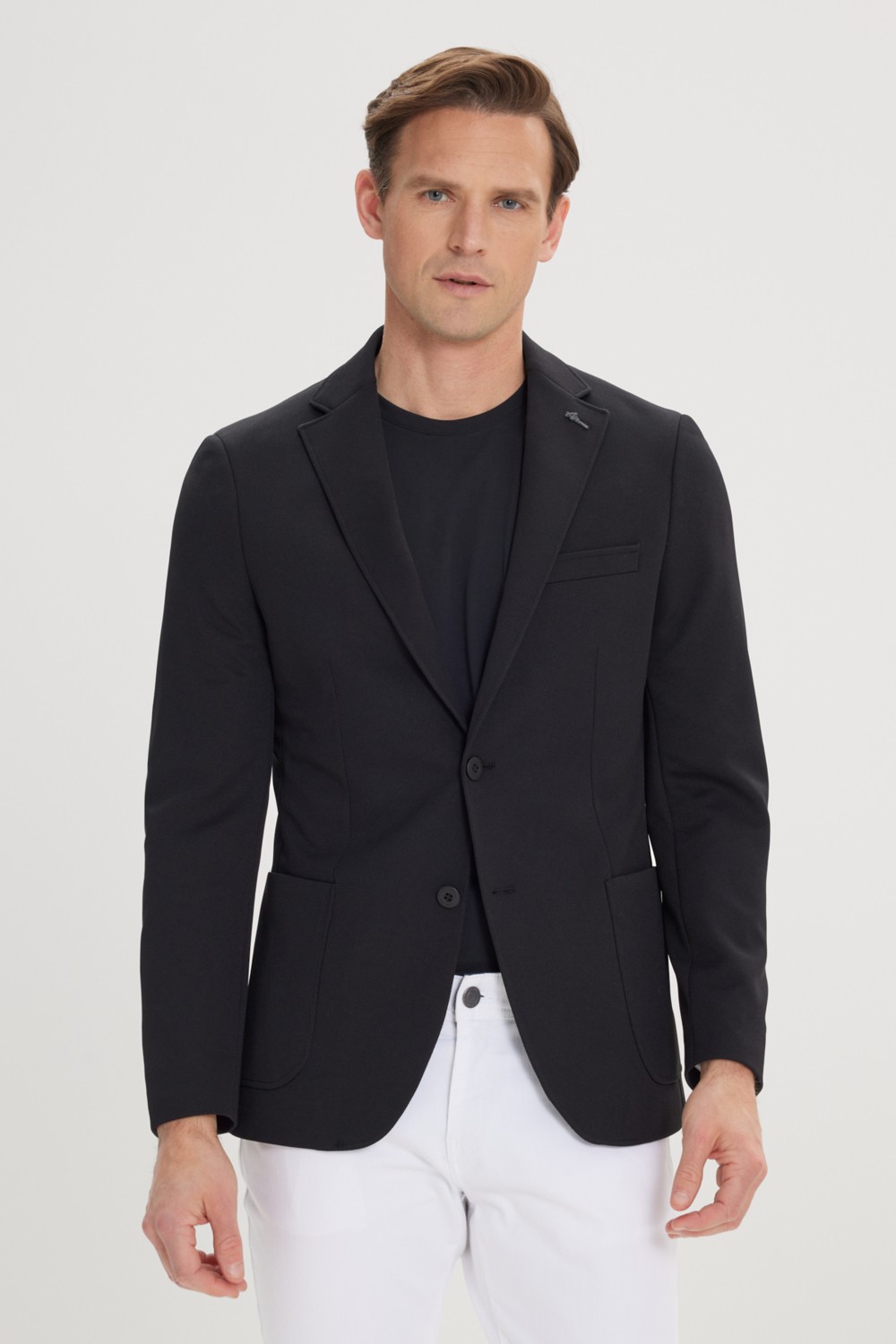 Altınyıldız Classics Erkek Lacivert Slim Fit Dar Kesim Mono Yaka Casual Blazer Ceket