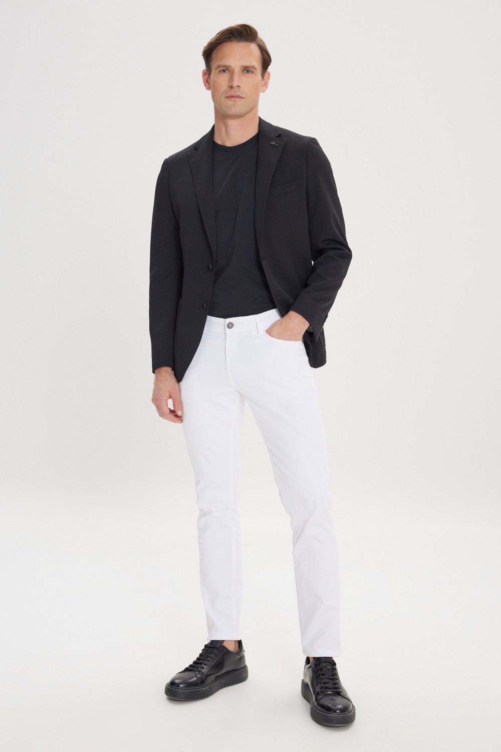 Altınyıldız Classics Erkek Lacivert Slim Fit Dar Kesim Mono Yaka Casual Blazer Ceket görsel 2
