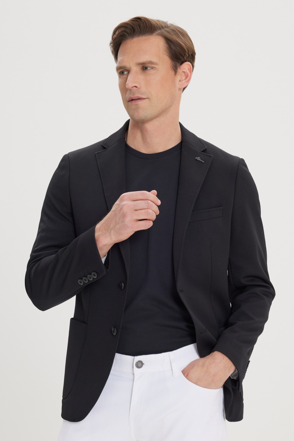 Altınyıldız Classics Erkek Lacivert Slim Fit Dar Kesim Mono Yaka Casual Blazer Ceket görsel 3