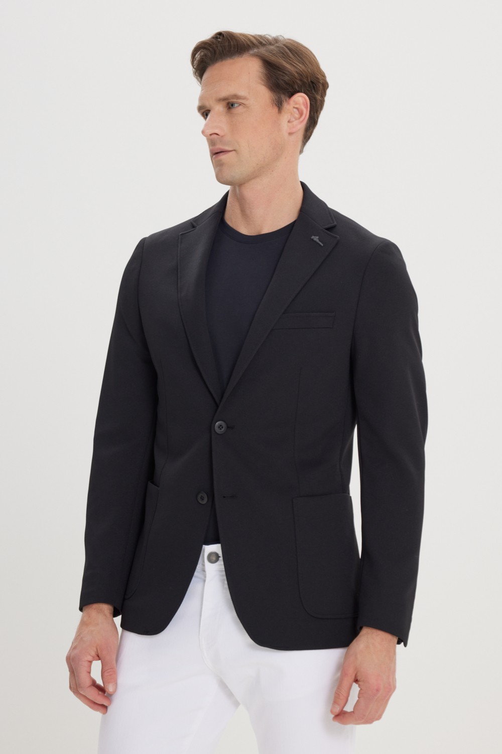 Altınyıldız Classics Erkek Lacivert Slim Fit Dar Kesim Mono Yaka Casual Blazer Ceket görsel 4
