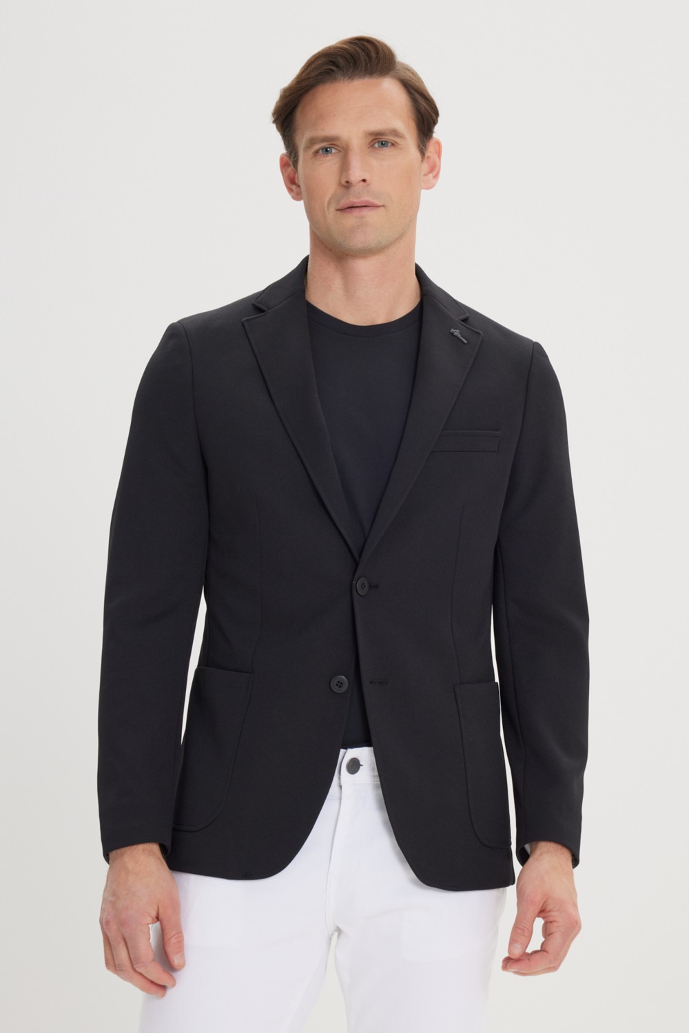 Altınyıldız Classics Erkek Lacivert Slim Fit Dar Kesim Mono Yaka Casual Blazer Ceket görsel 5