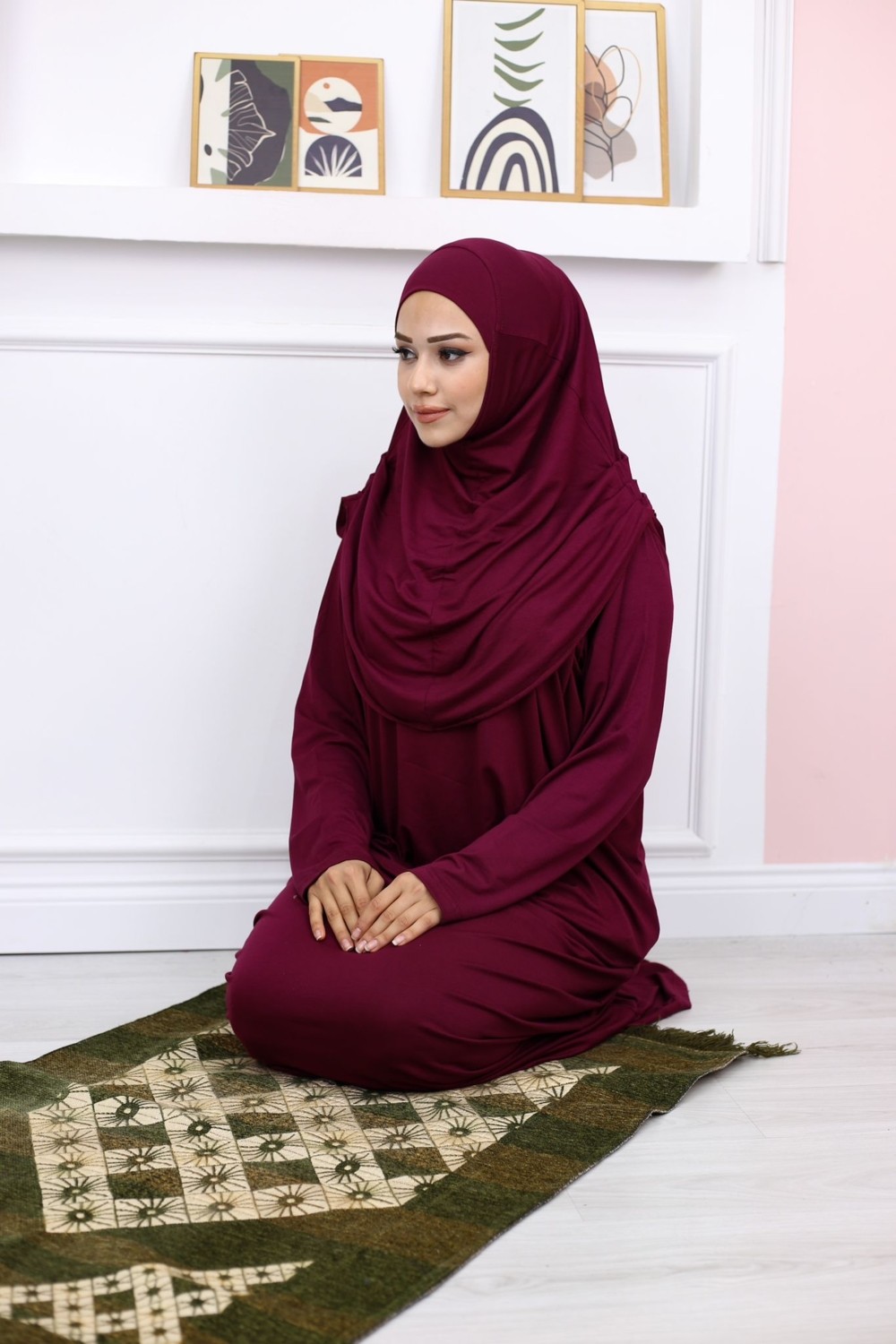 Mercan Hijab Mercan Tek Parça Pratik Namaz Elbisesi görsel 4
