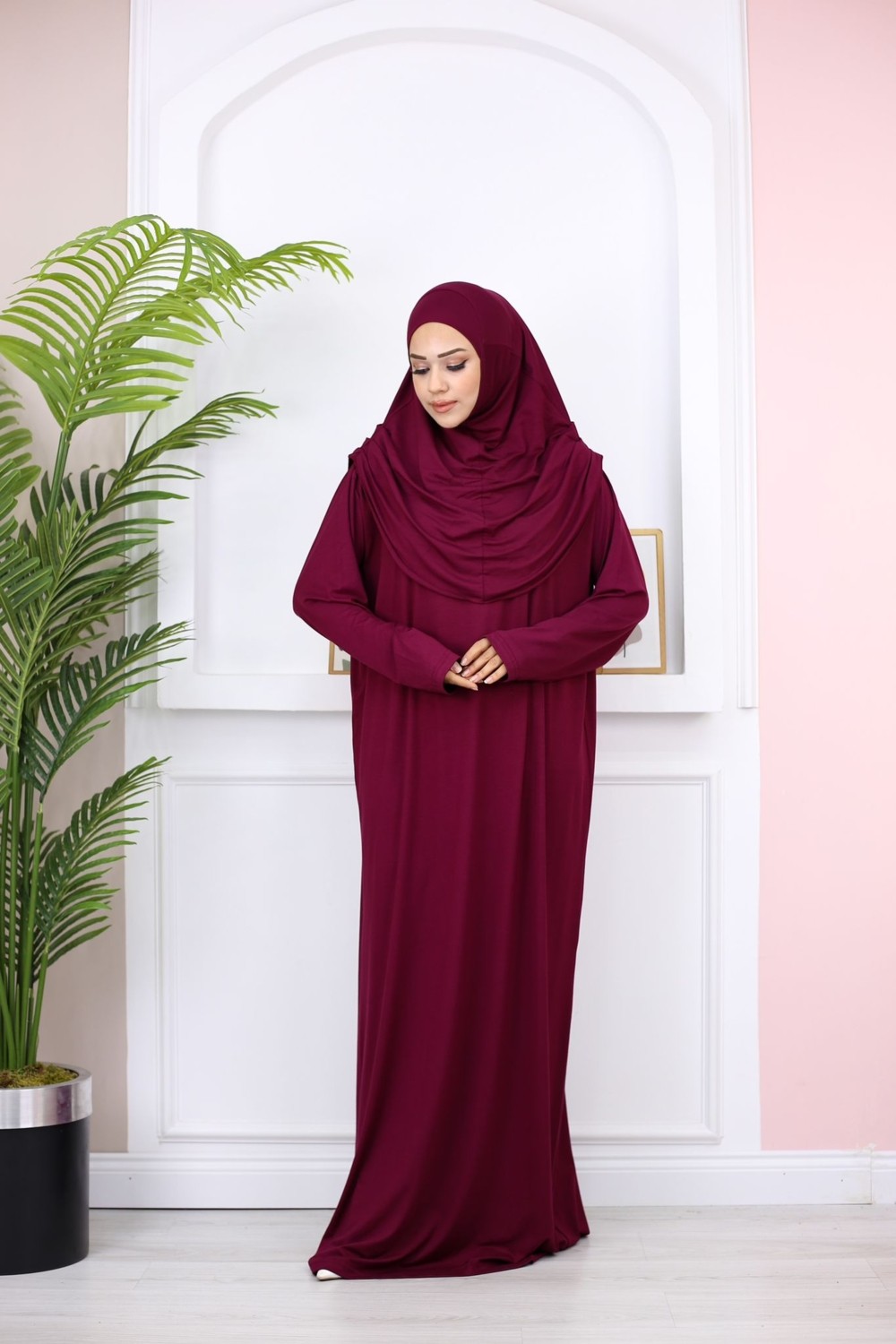 Mercan Hijab Mercan Tek Parça Pratik Namaz Elbisesi görsel 5