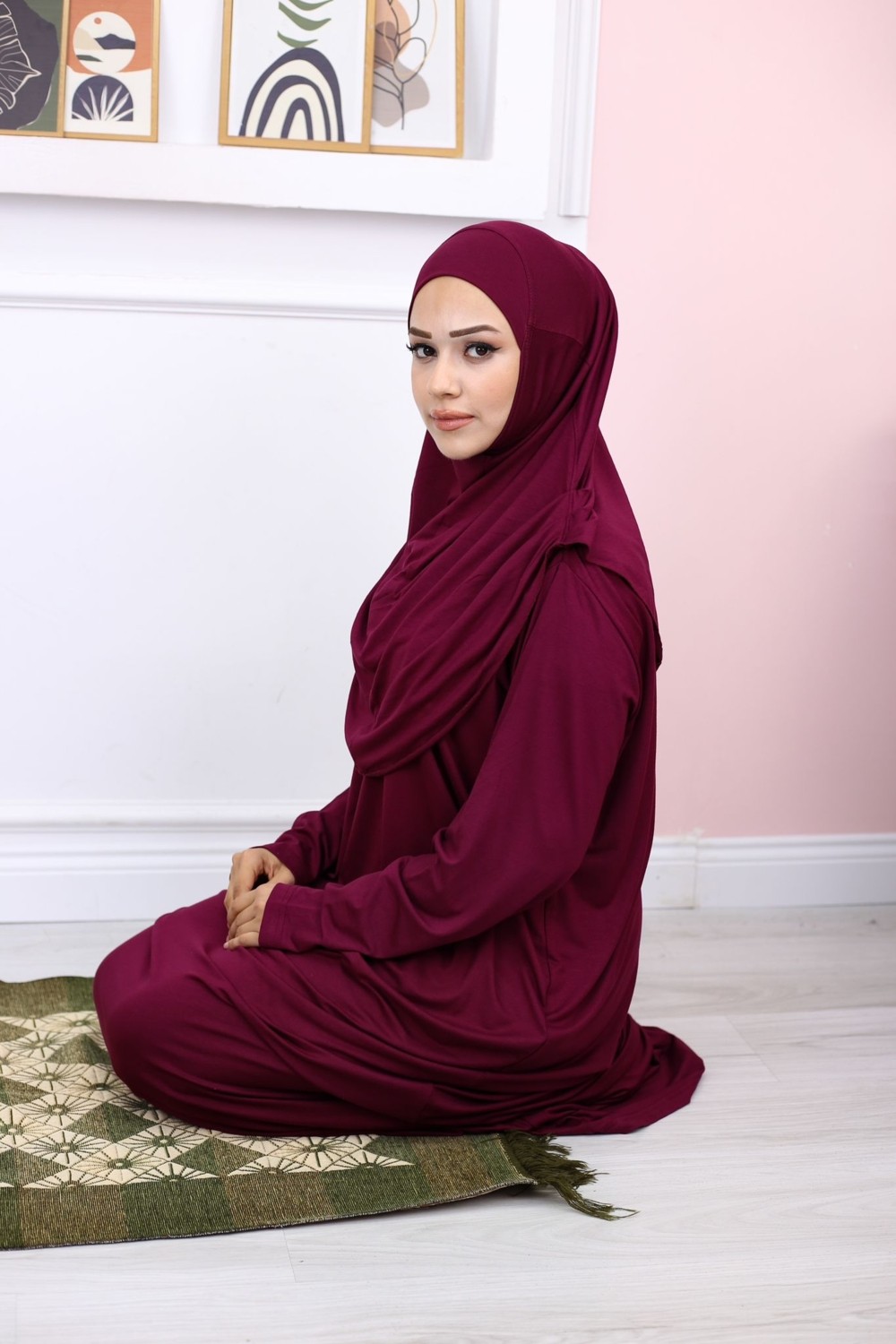 Mercan Hijab Mercan Tek Parça Pratik Namaz Elbisesi görsel 6