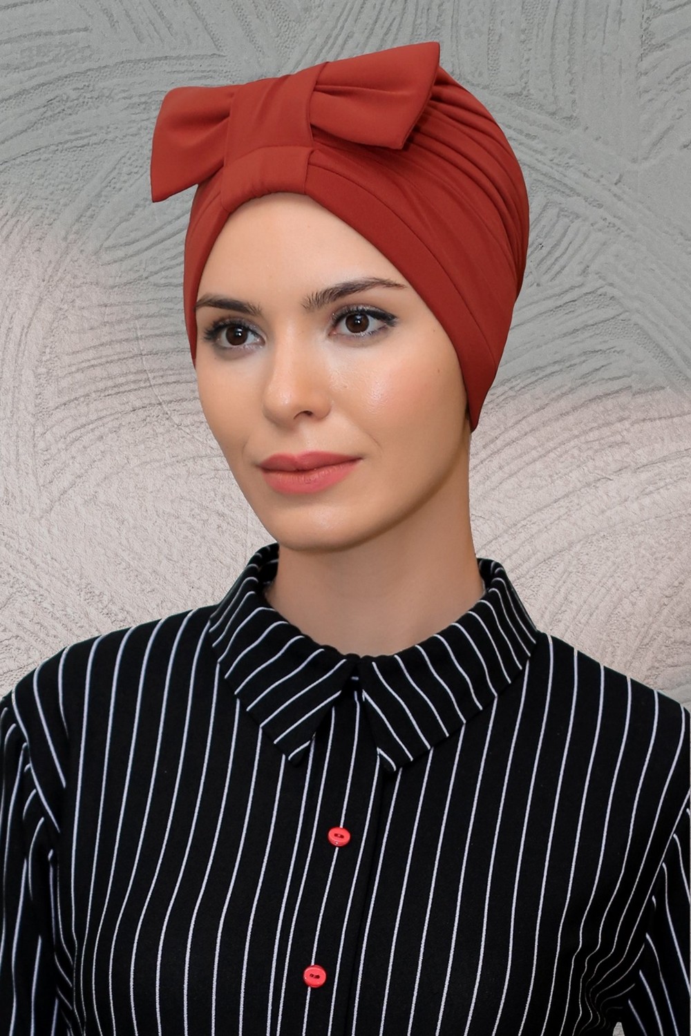 Hürrem Bone Bordo Pratik Hazır Geçmeli Tesettür Bone Sandy Kumaş Fiyonklu Büzgülü 7010_16