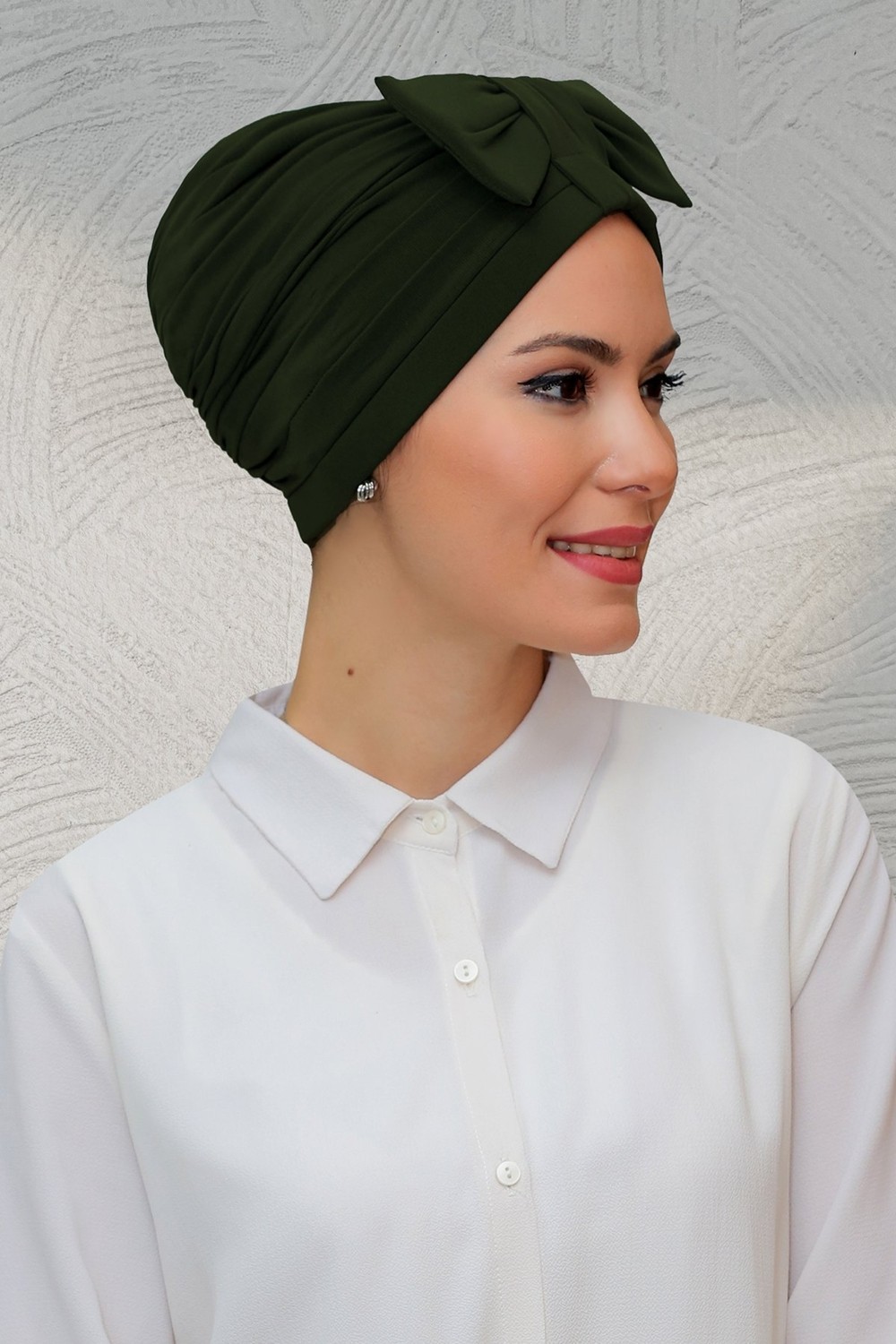 Hürrem Bone Bordo Pratik Hazır Geçmeli Tesettür Bone Sandy Kumaş Fiyonklu Büzgülü 7010_16 görsel 4