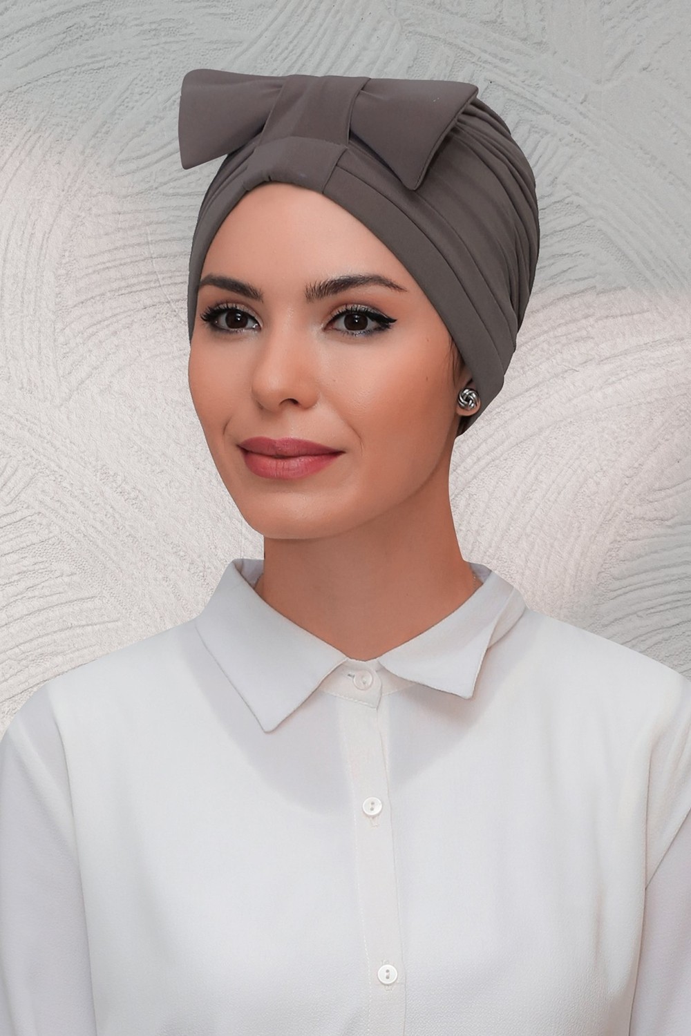 Hürrem Bone Bordo Pratik Hazır Geçmeli Tesettür Bone Sandy Kumaş Fiyonklu Büzgülü 7010_16 görsel 5