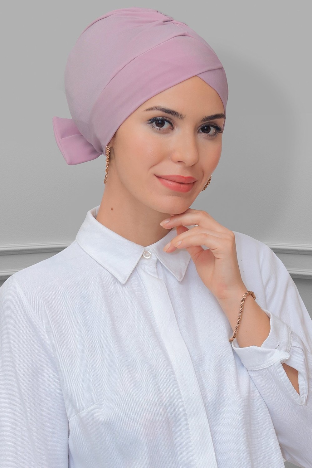 Hürrem Bone Şarabi Pratik Hazır Geçmeli Tesettür Bone Sandy Kumaş Fiyonklu Çift Taraflı Tek Çapraz 1833_08