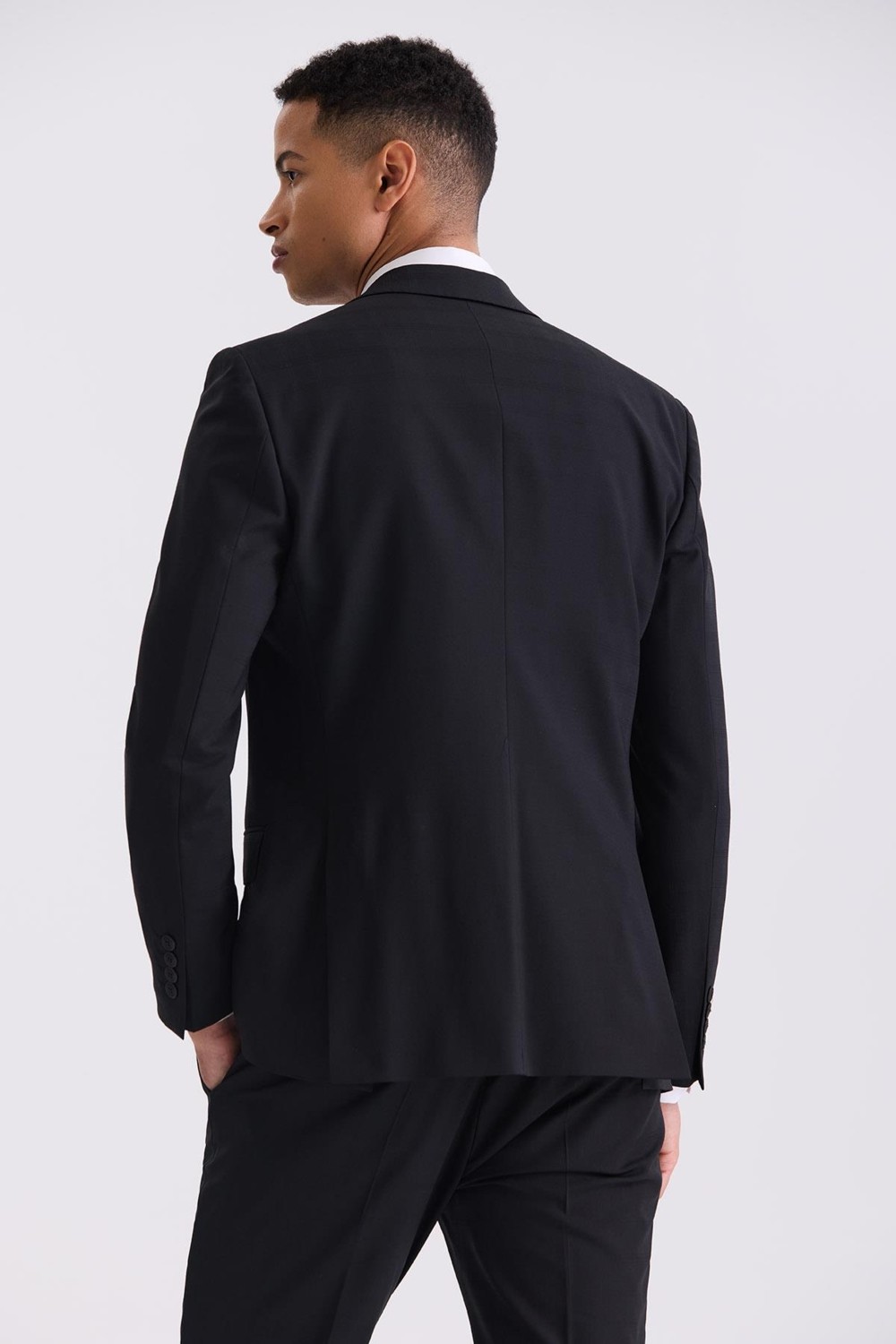 Jakamen Siyah Slim Fit Sivri Yaka Yelekli Yünlü Takım Elbise görsel 4