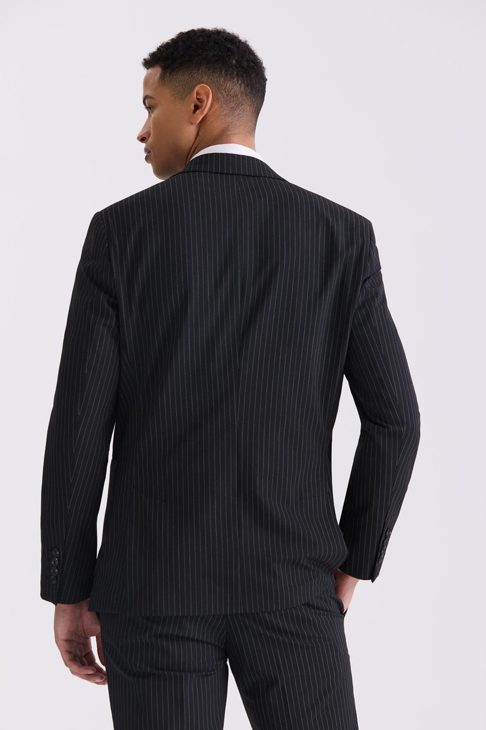 Jakamen Lacivert Slim Fit Sivri Yaka Strech Çizgili Jogger Takım Elbise görsel 8