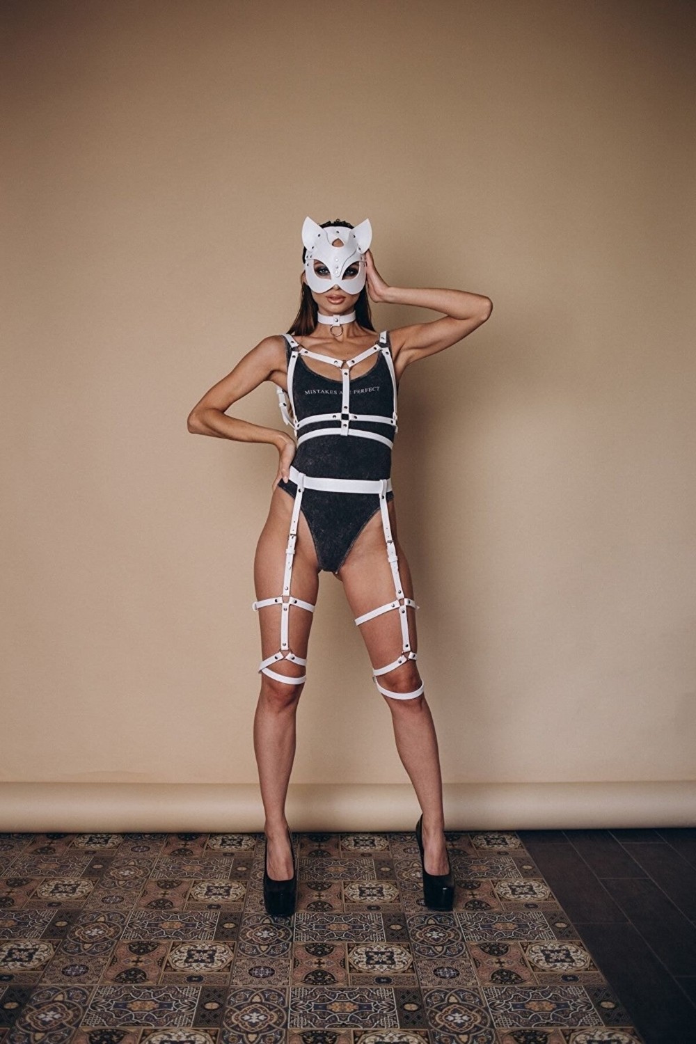 Aysilce Harness Fantazi Deri Maske Tasma Alt-Üst Jartiyer görsel 2