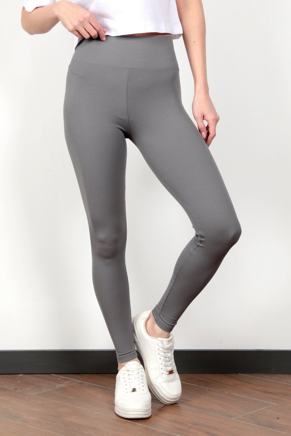 Giysa Toparlayıcı Gri Kadın Kaşkorse Fitilli Spor Yoga Tayt - 4102 görsel 5