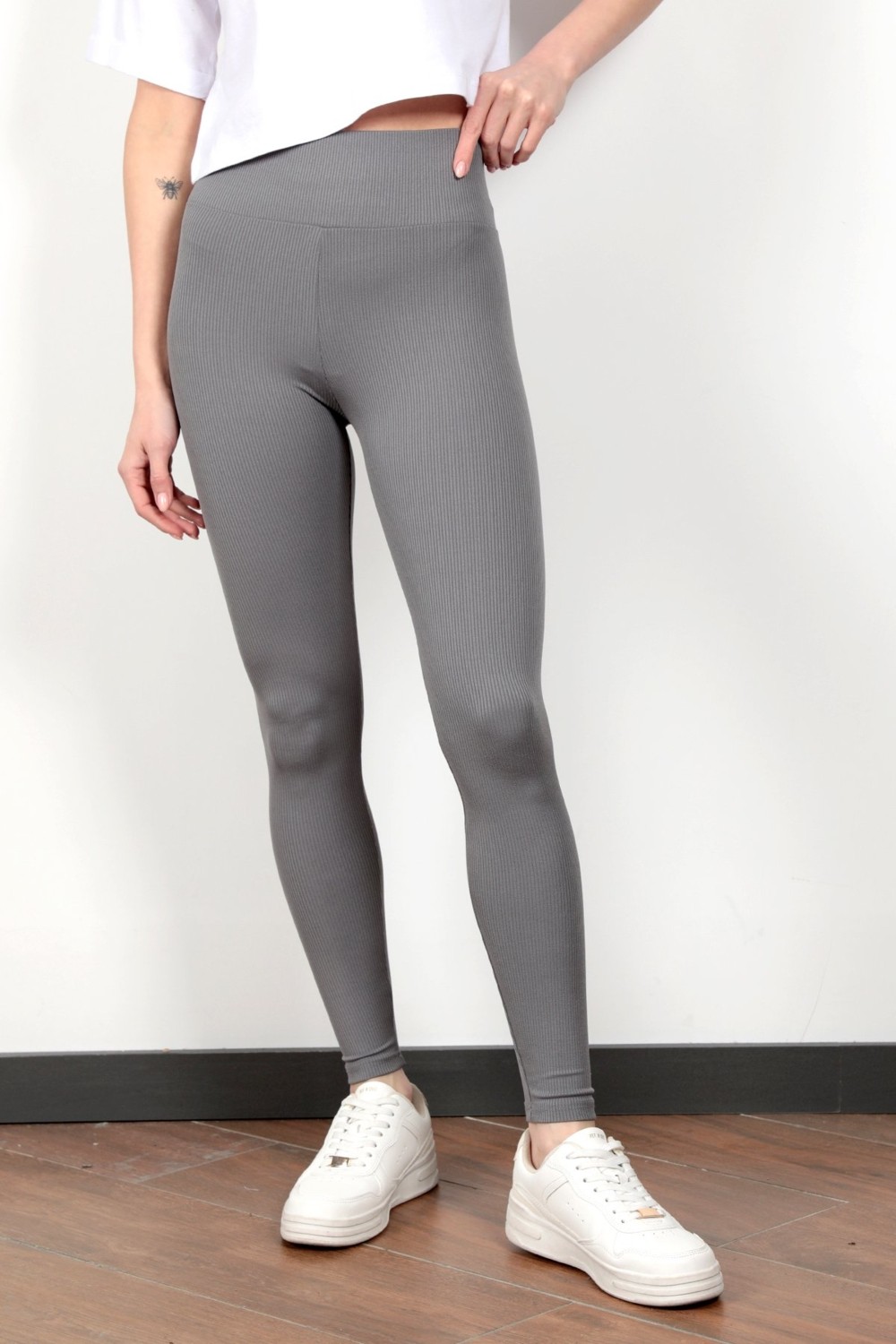 Giysa Toparlayıcı Gri Kadın Kaşkorse Fitilli Spor Yoga Tayt - 4102 görsel 6
