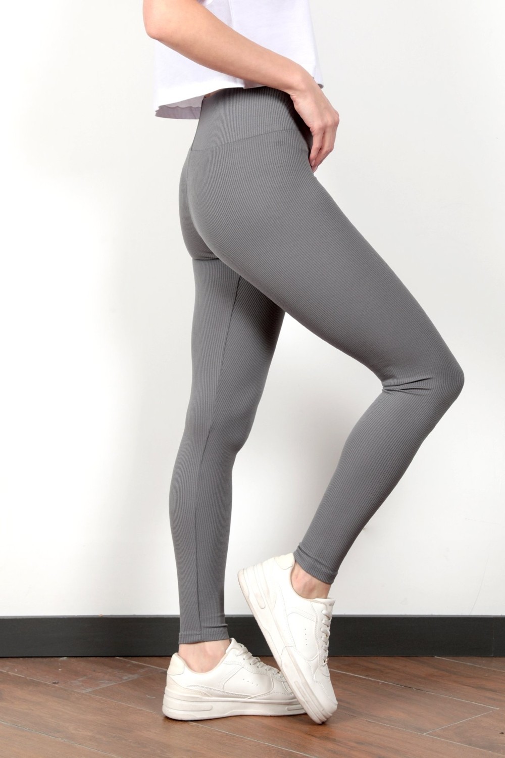 Giysa Toparlayıcı Gri Kadın Kaşkorse Fitilli Spor Yoga Tayt - 4102 görsel 7