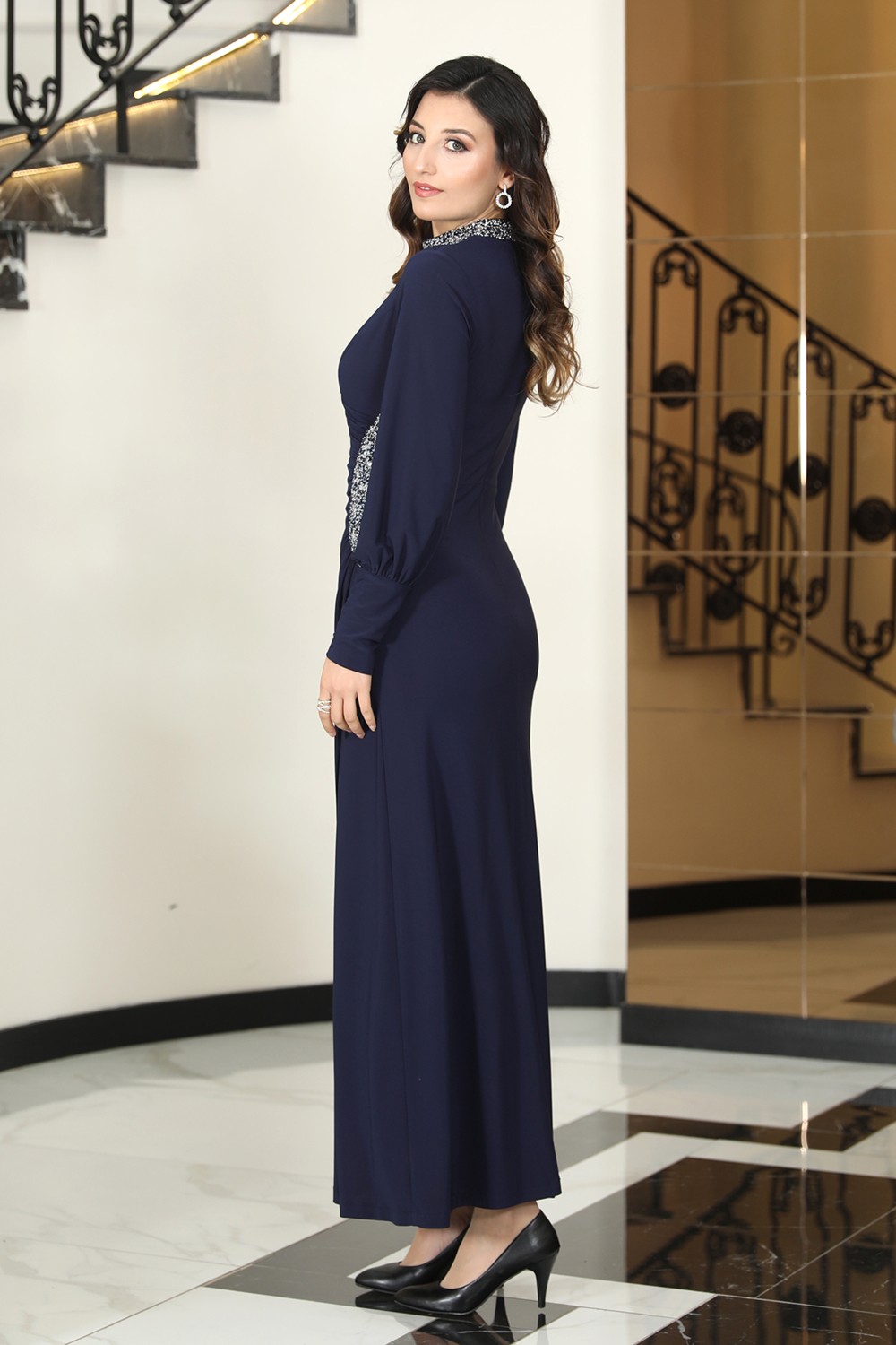 Elben Moda Lavin Taş Detaylı Abiye Elbise görsel 4