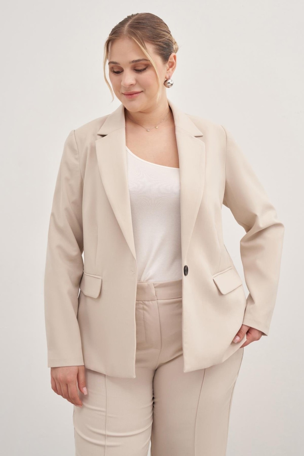 Myline Astarlı Tek Düğmeli Blazer görsel 3