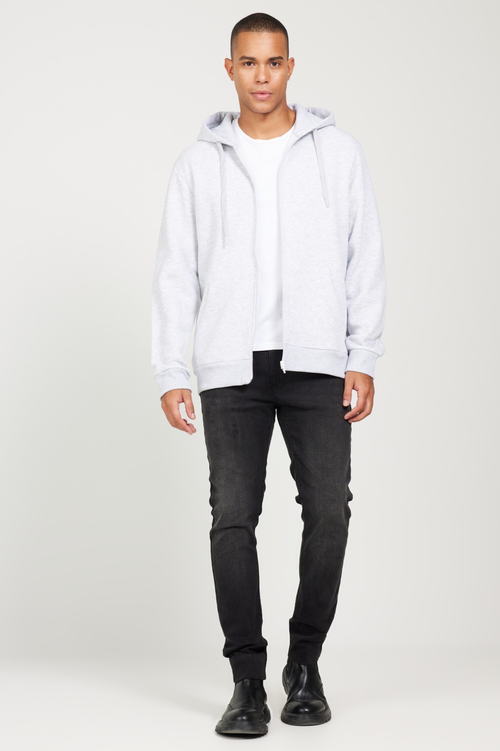 Altınyıldız Classics Erkek Antrasit-melanj Standart Fit Normal Kesim Kapüşonlu Fermuarlı Sweatshirt Ceket görsel 2