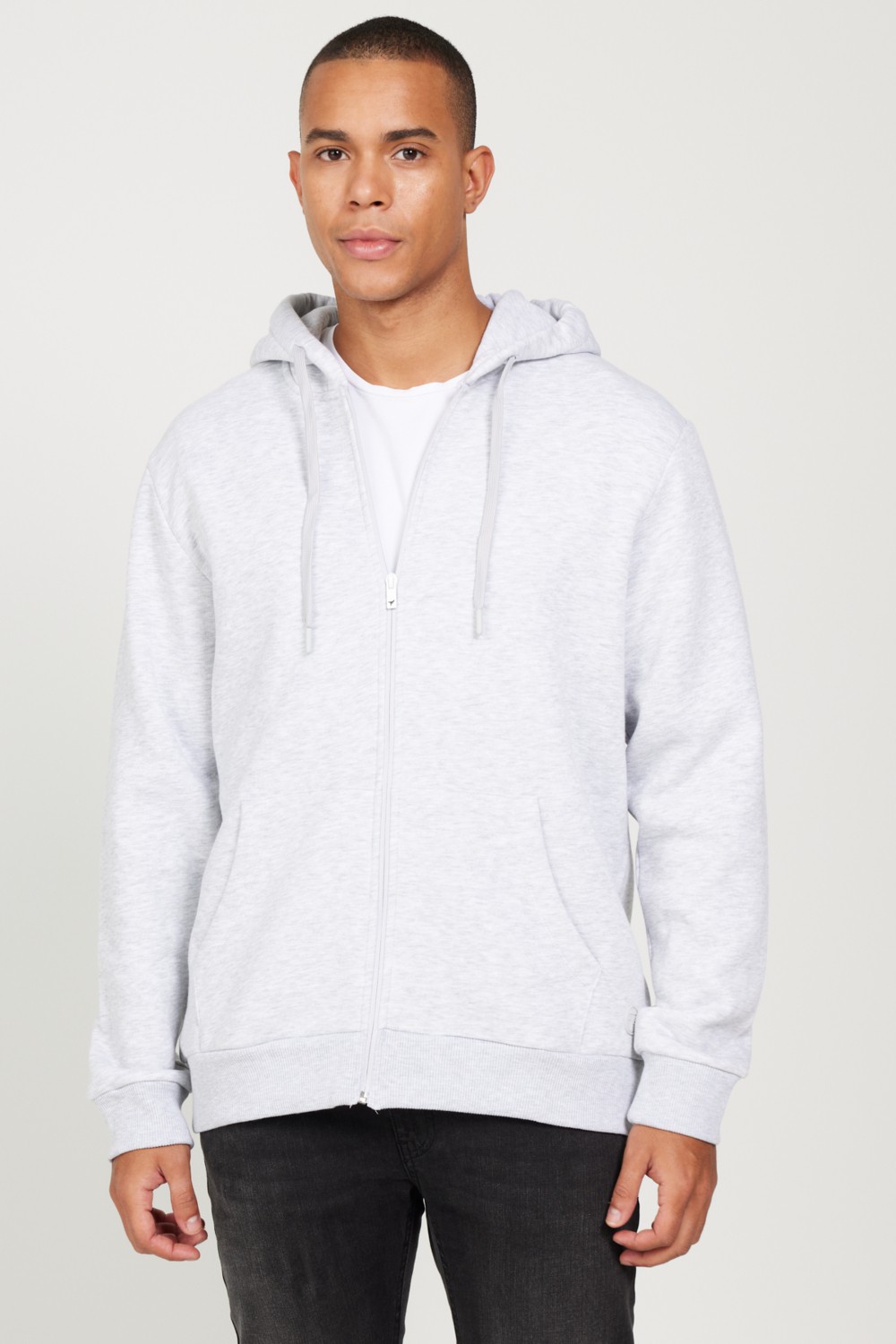 Altınyıldız Classics Erkek Antrasit-melanj Standart Fit Normal Kesim Kapüşonlu Fermuarlı Sweatshirt Ceket görsel 3