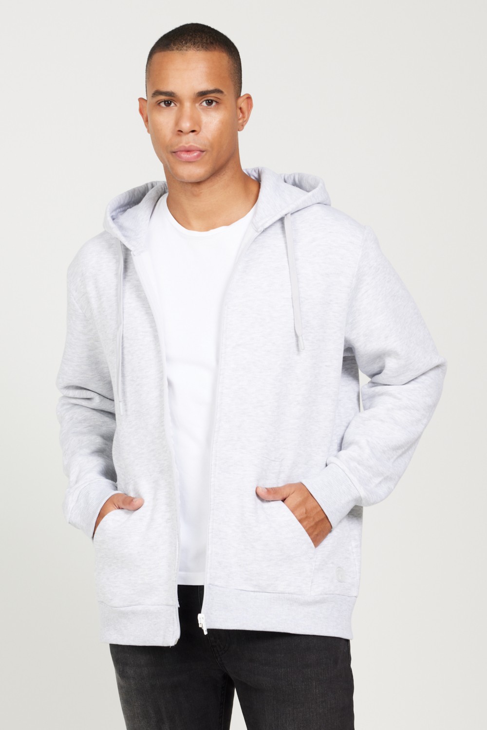 Altınyıldız Classics Erkek Antrasit-melanj Standart Fit Normal Kesim Kapüşonlu Fermuarlı Sweatshirt Ceket görsel 4