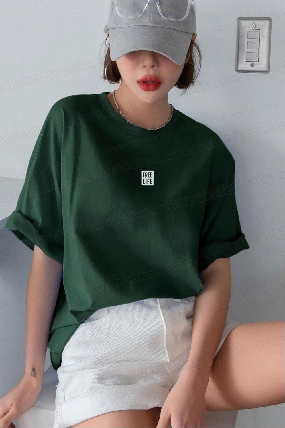 Teenage Millionaire Kadın Oversize Salas T-Shirt Füme Renk Truvakar Kol Günlük Stil Örme görsel 7