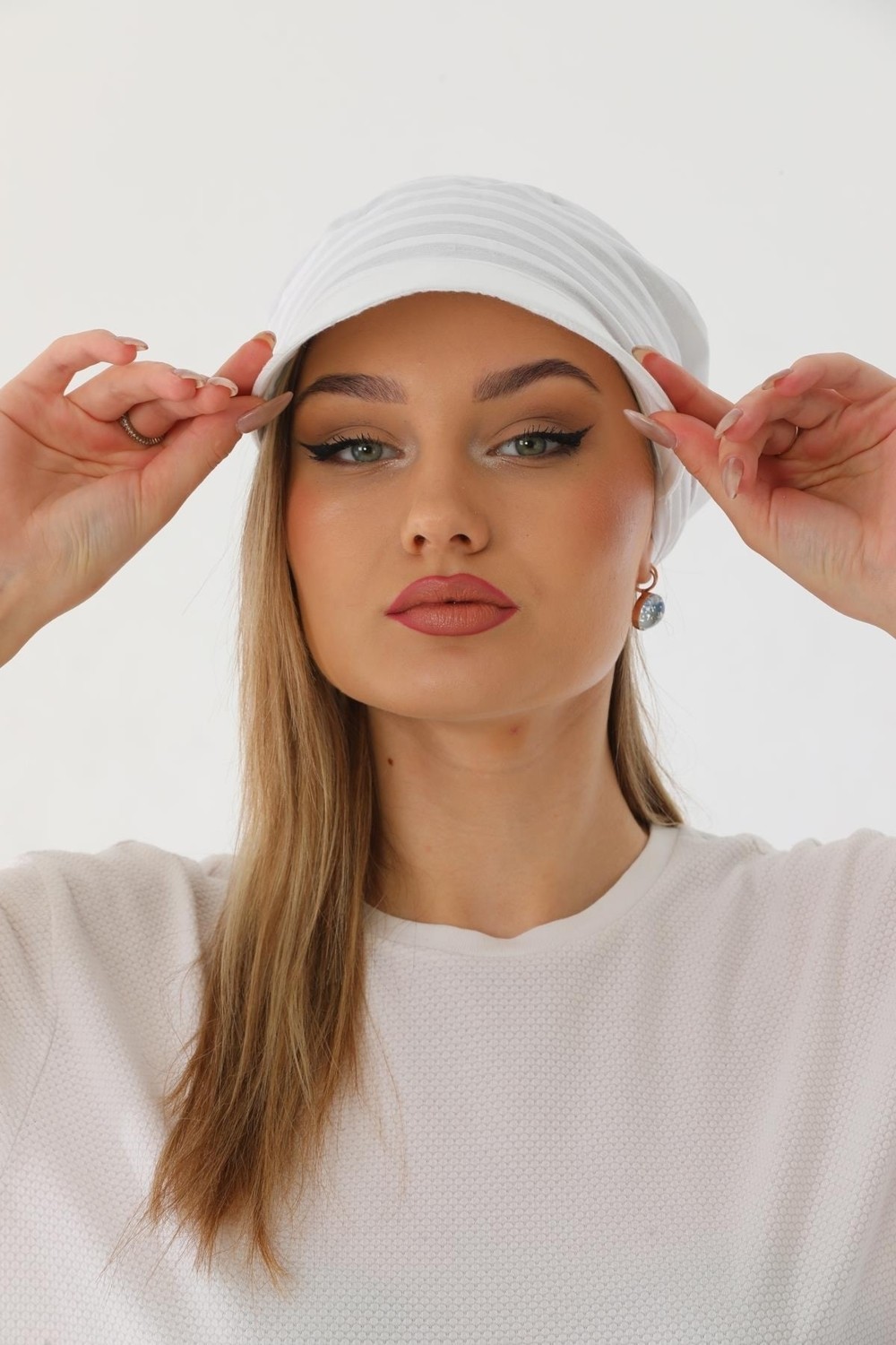 Elif İç Giyim Safari Bağlamalı Haki Siperli Bandana Vizör görsel 3