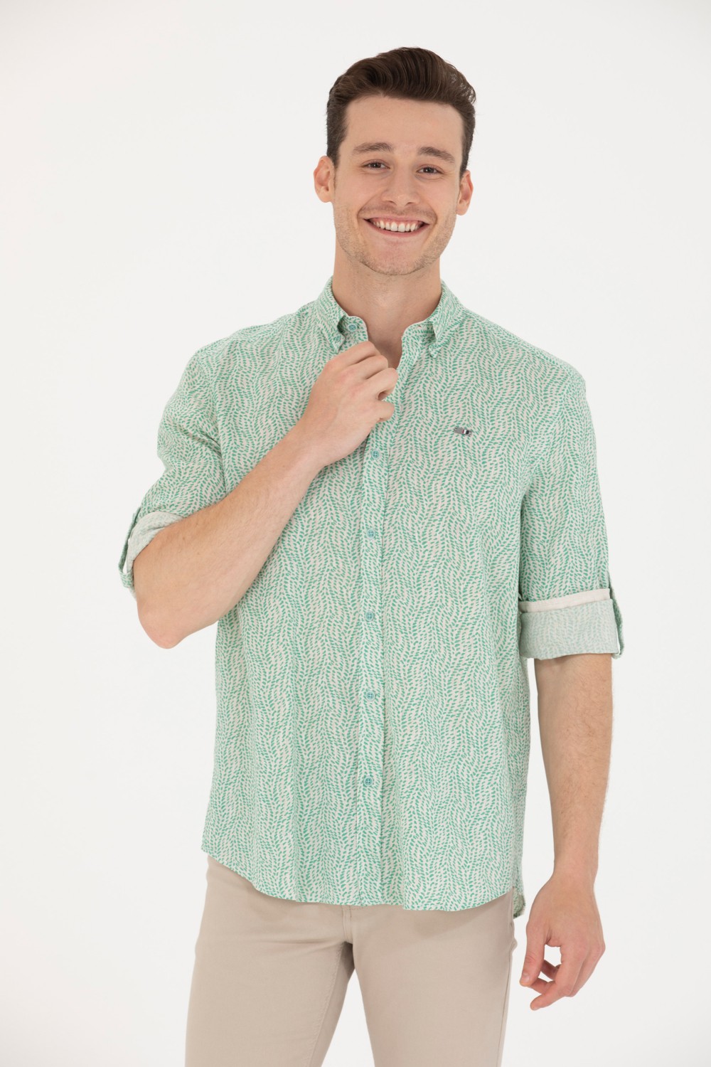 U.S. Polo Assn. Erkek Mint Uzun Kollu Gömlek 50264263-VR090 görsel 2