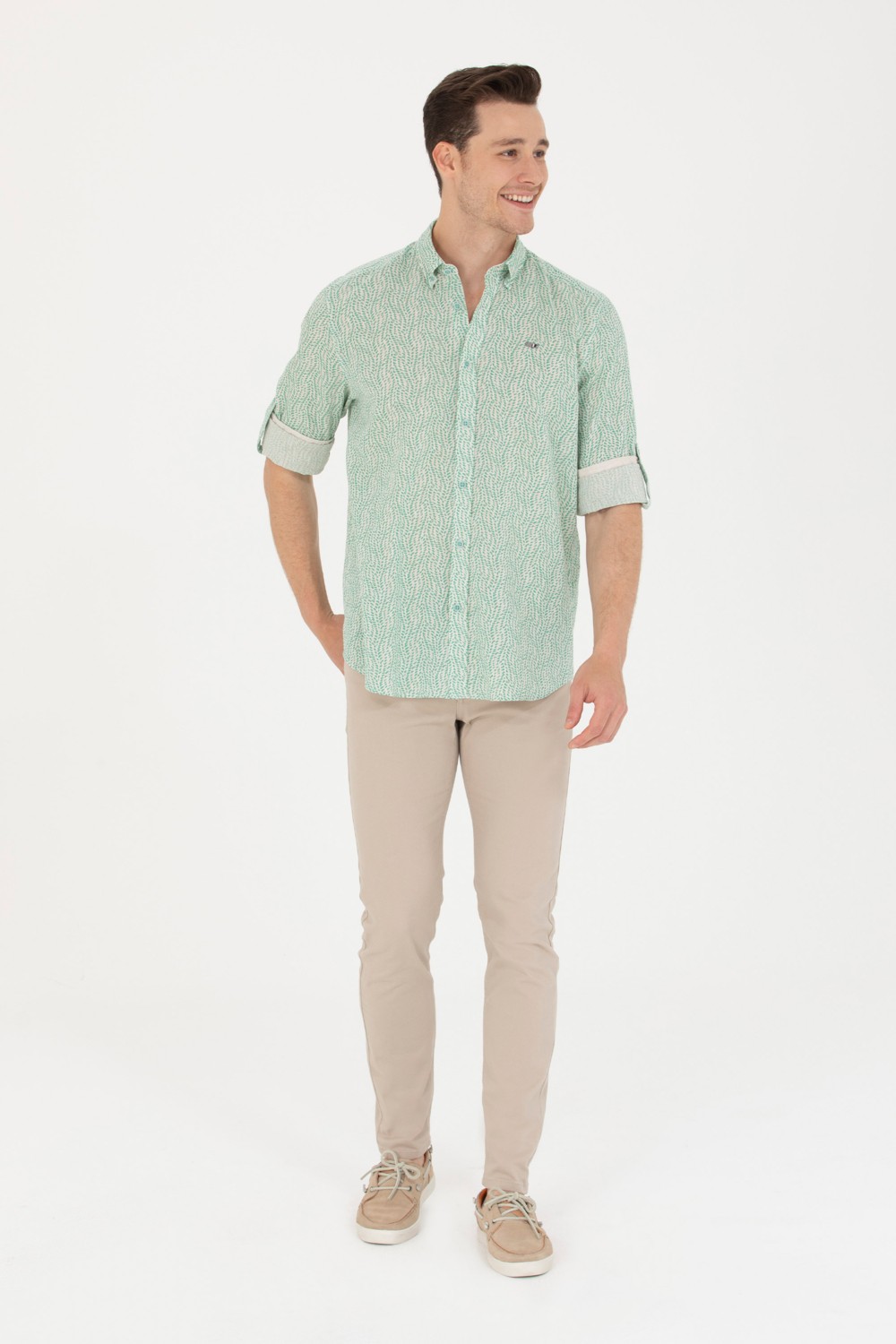 U.S. Polo Assn. Erkek Mint Uzun Kollu Gömlek 50264263-VR090 görsel 3