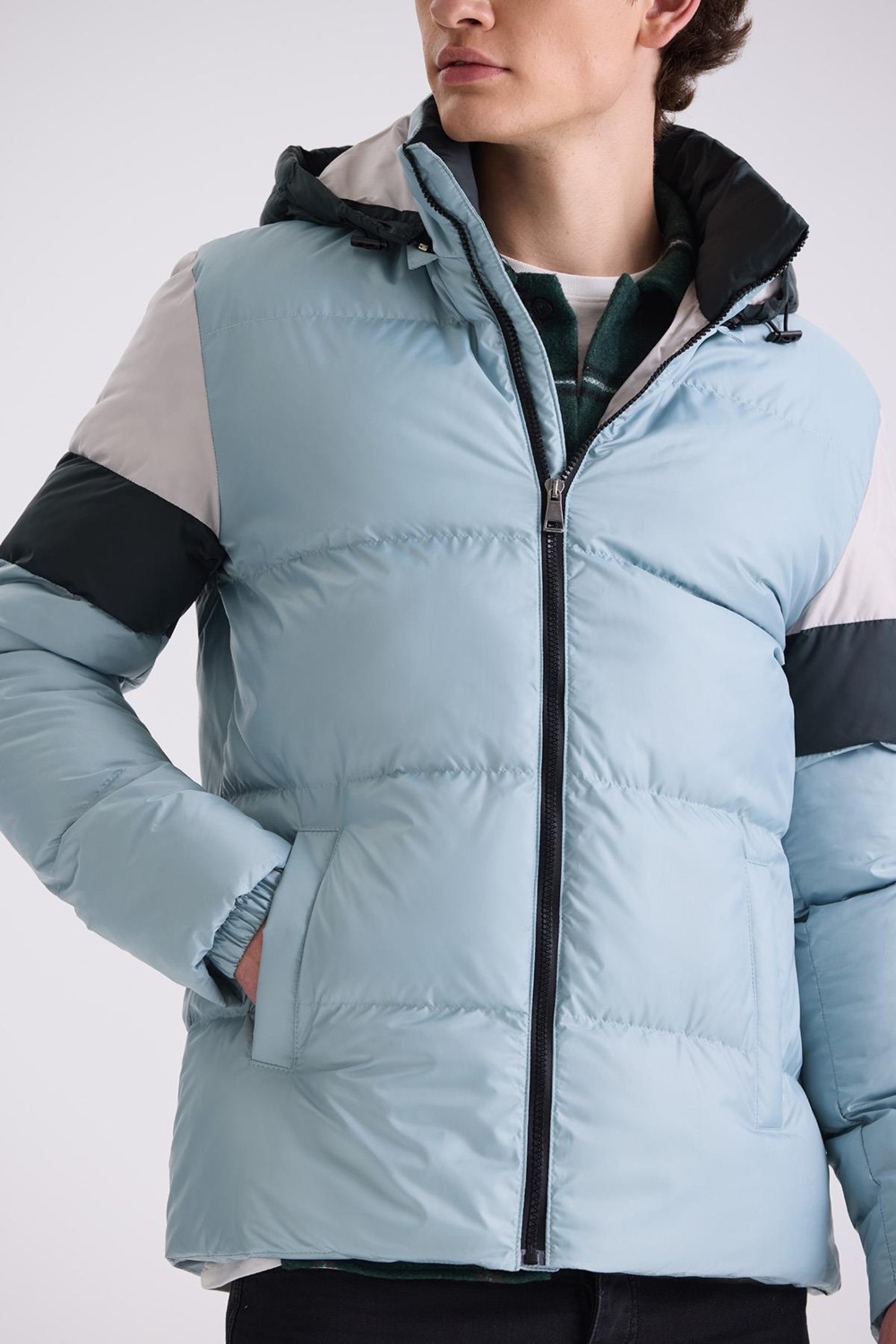 Jakamen Yeşil Comfort Fit Kapüşonlu Kışlık Mont görsel 3