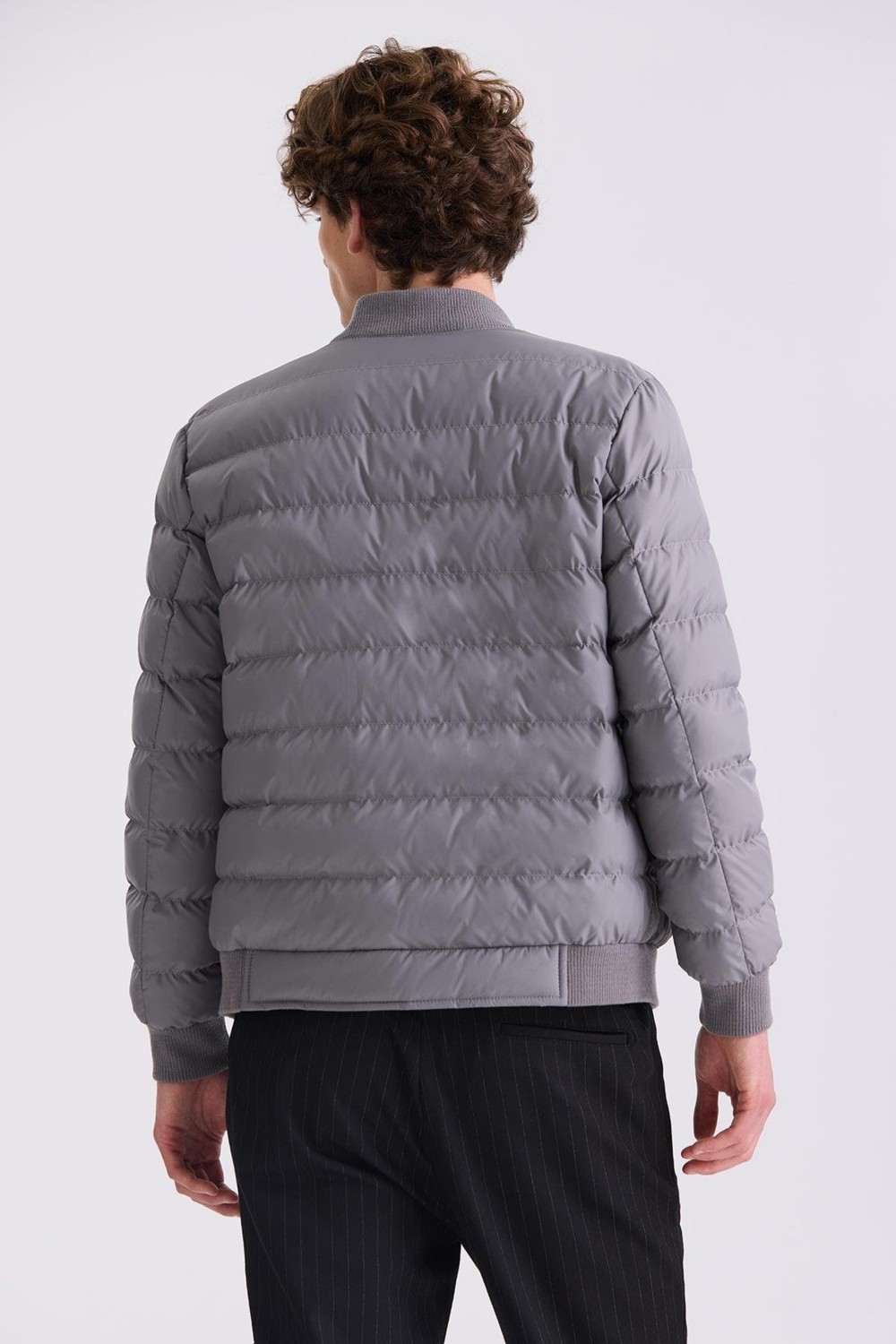 Jakamen Gri Slim Fit Gömlek Yaka Mont görsel 4