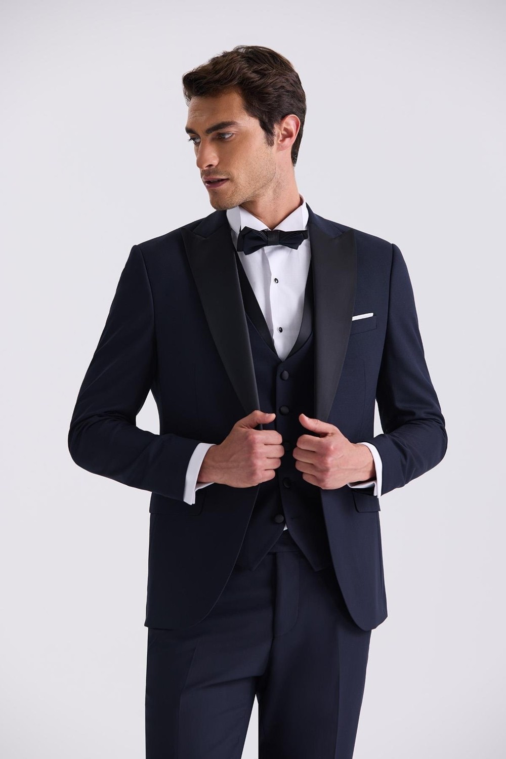 Jakamen Siyah Slim Fit Sivri Yaka Smokin Takım Elbise