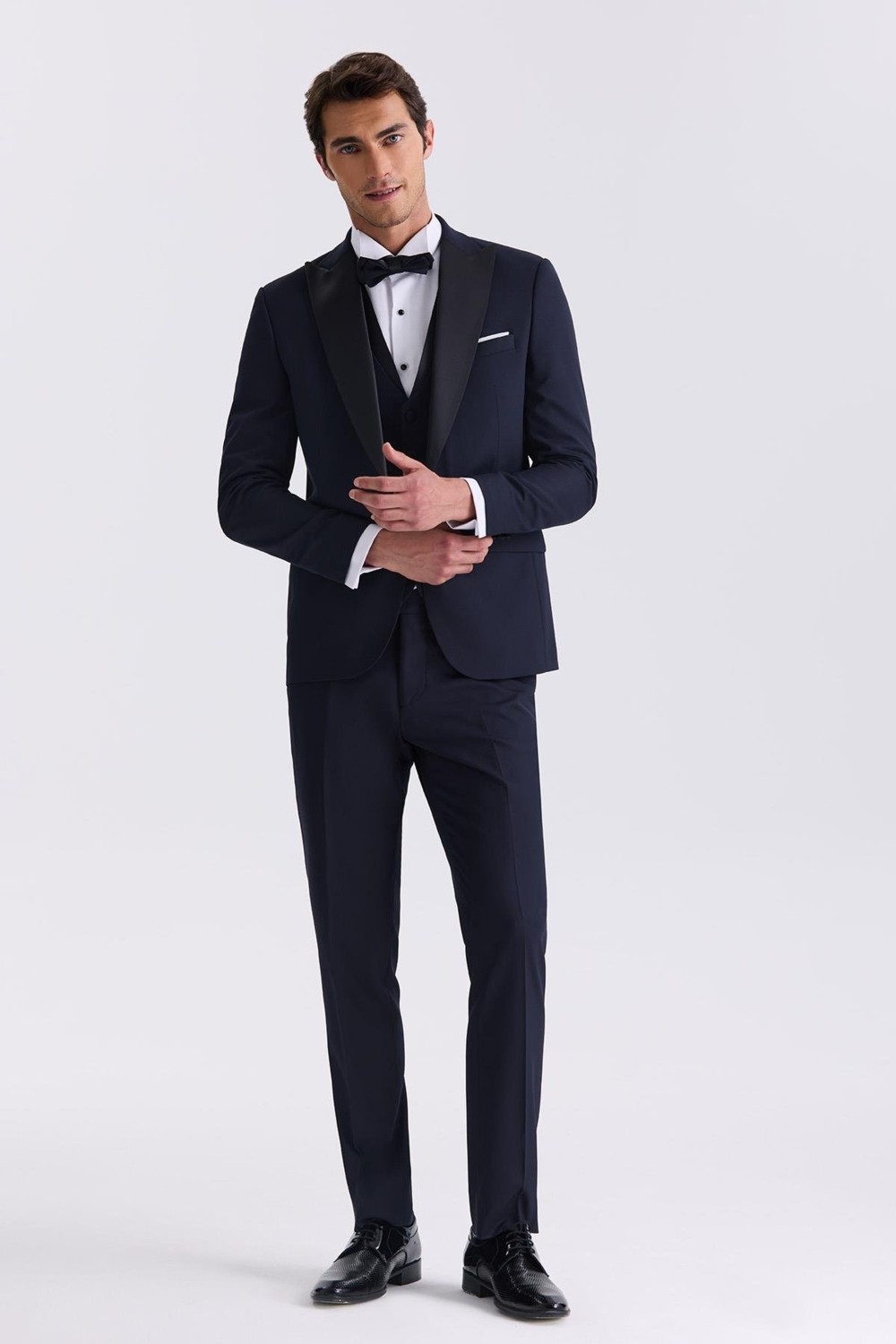 Jakamen Siyah Slim Fit Sivri Yaka Smokin Takım Elbise görsel 2