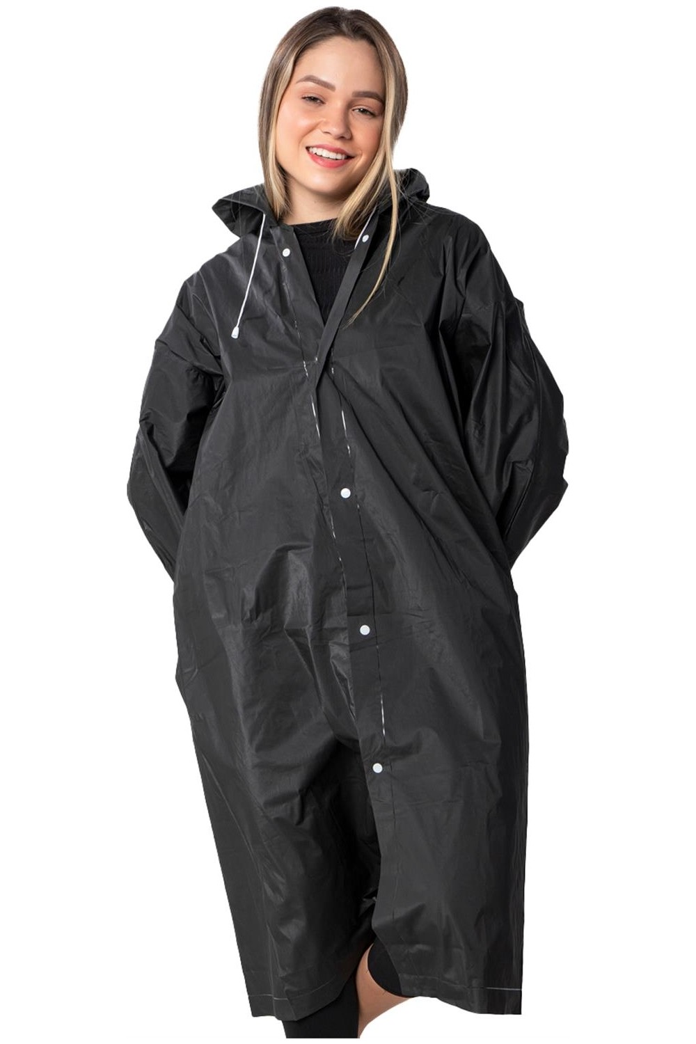 Marlux Unisex Su Rüzgar Geçirmez Kapüşonlu Lacivert Çıtçıt Düğme Eva Sarı Lacivert Yağmurluk 24MRLXYGM görsel 3