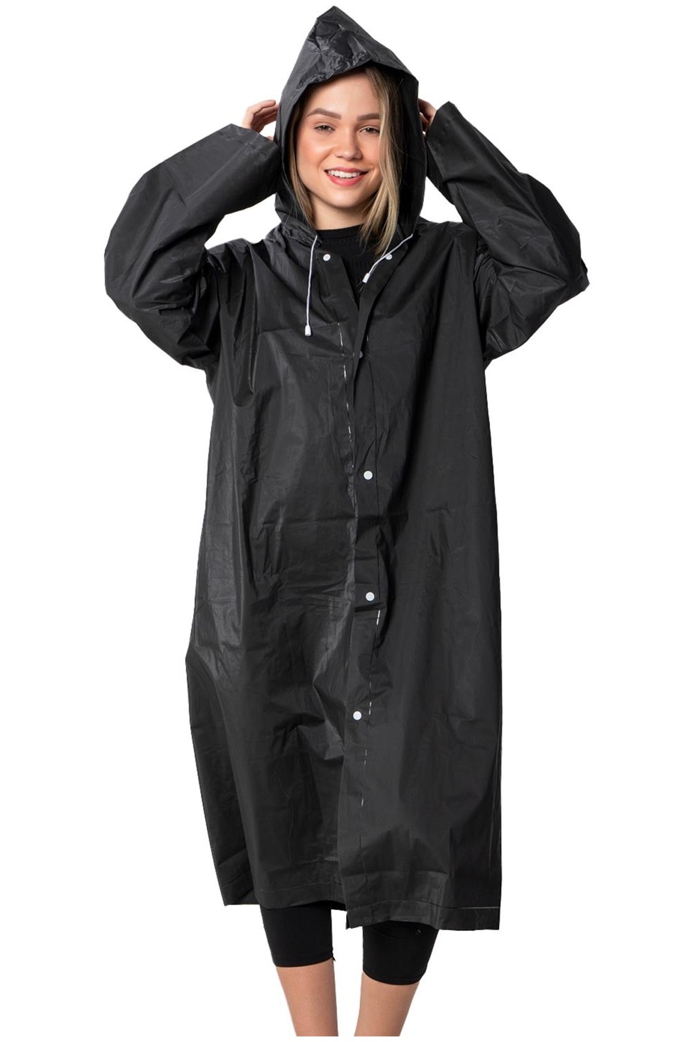 Marlux Unisex Su Rüzgar Geçirmez Kapüşonlu Lacivert Çıtçıt Düğme Eva Sarı Lacivert Yağmurluk 24MRLXYGM görsel 5