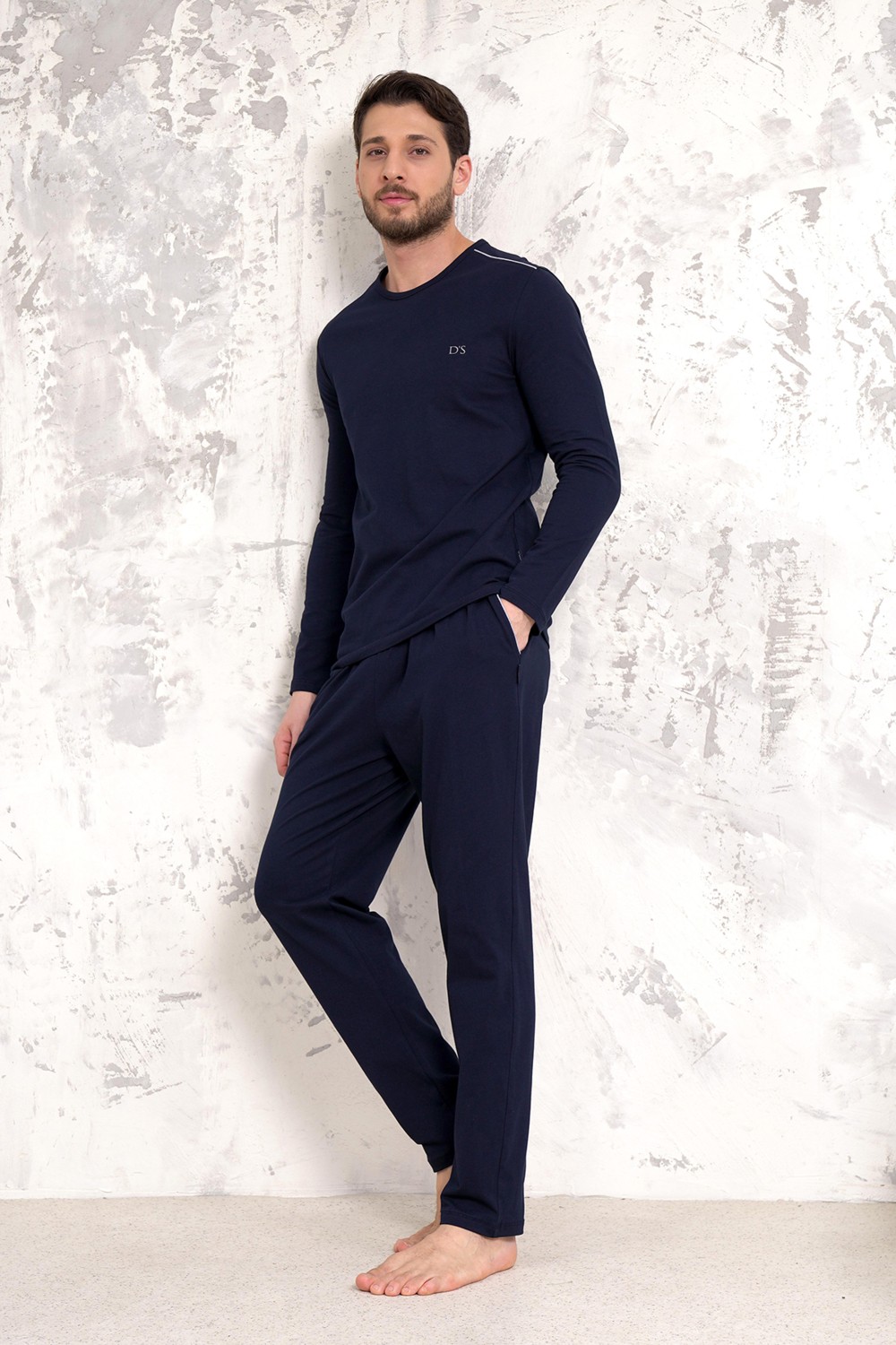 D'S Damat Maschio Pamuk Pijama Takımı Erkek Siyah Yumuşak Dokulu Regular Fit Kalıp görsel 2