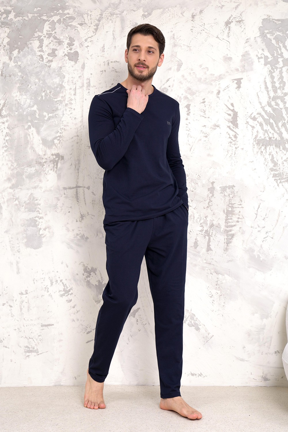 D'S Damat Maschio Pamuk Pijama Takımı Erkek Siyah Yumuşak Dokulu Regular Fit Kalıp görsel 4