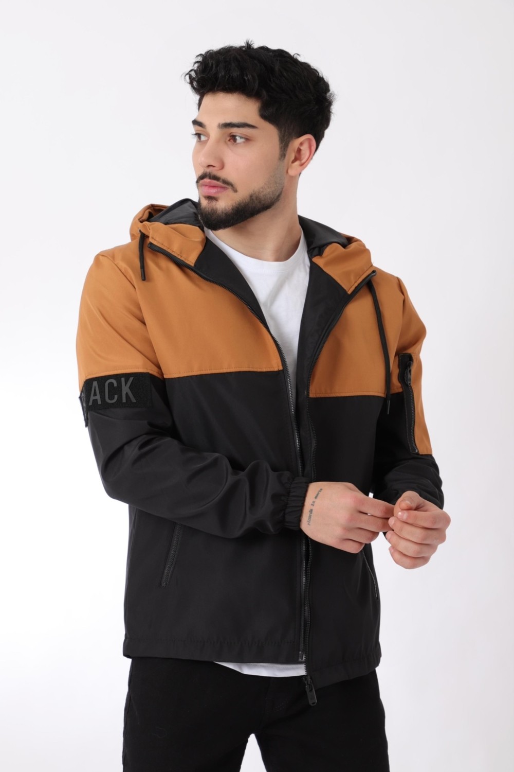 Stil Kombin Black Parçalı Kapşonlu Mevsimlik Mont Pldp 2907 görsel 5