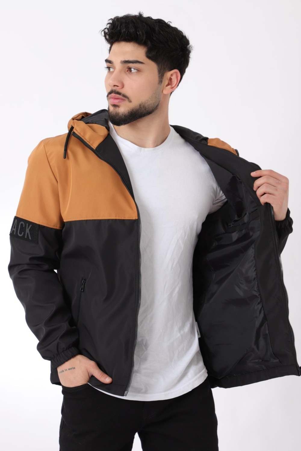 Stil Kombin Black Parçalı Kapşonlu Mevsimlik Mont Pldp 2907 görsel 7