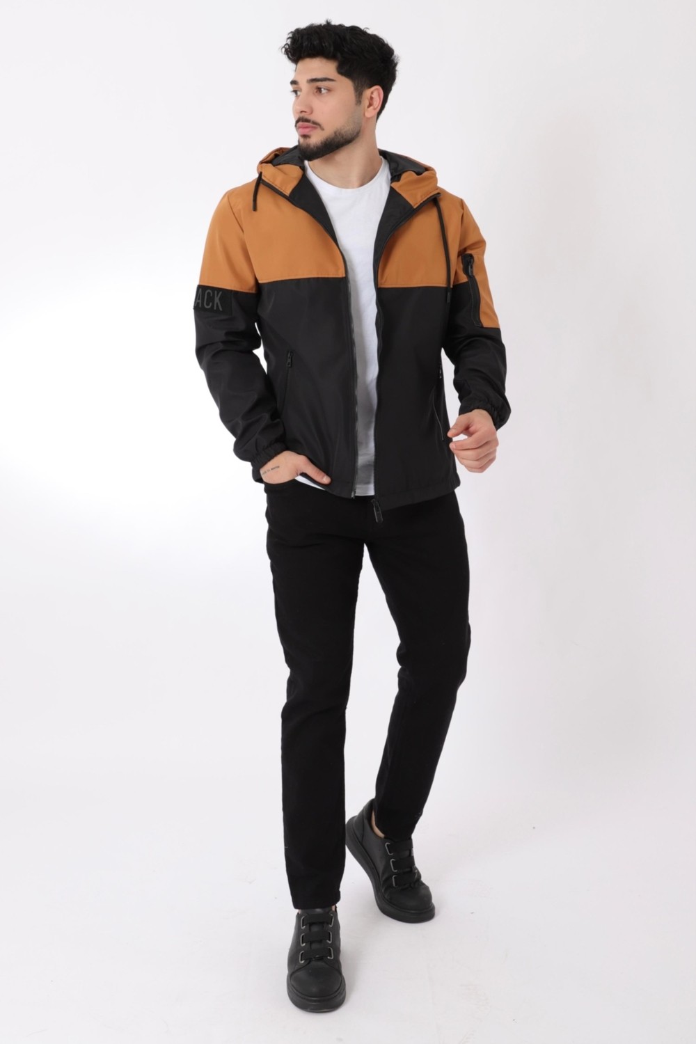 Stil Kombin Black Parçalı Kapşonlu Mevsimlik Mont Pldp 2907 görsel 8