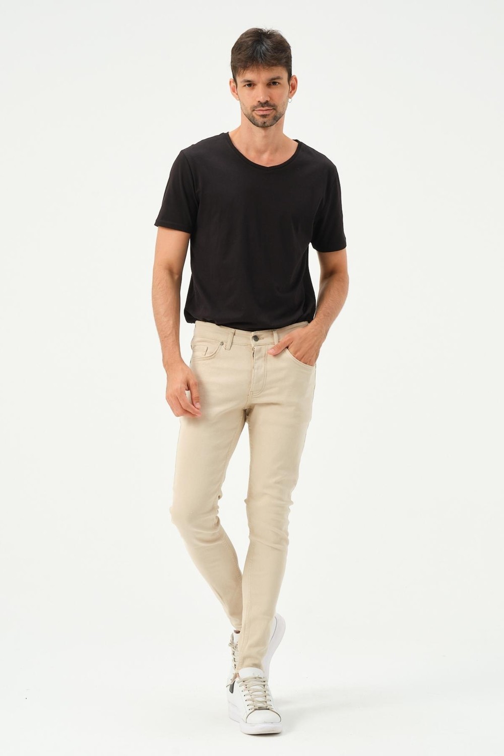 Polo State Erkek Jogger Kot Pantolon Ekru görsel 2