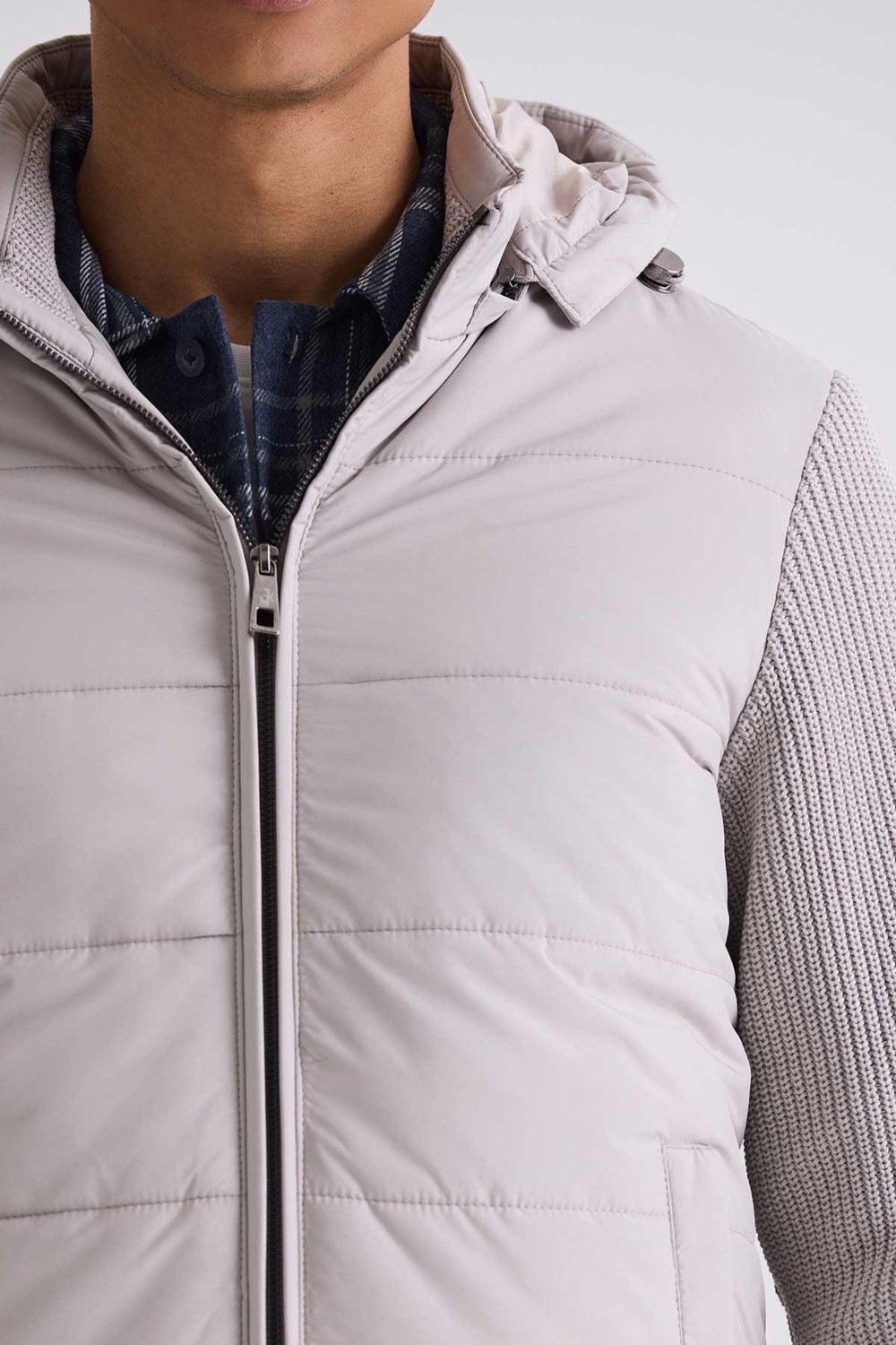 Jakamen Lacivert Comfort Fit Kapüşonlu Kolları Triko Kışlık Mont görsel 3