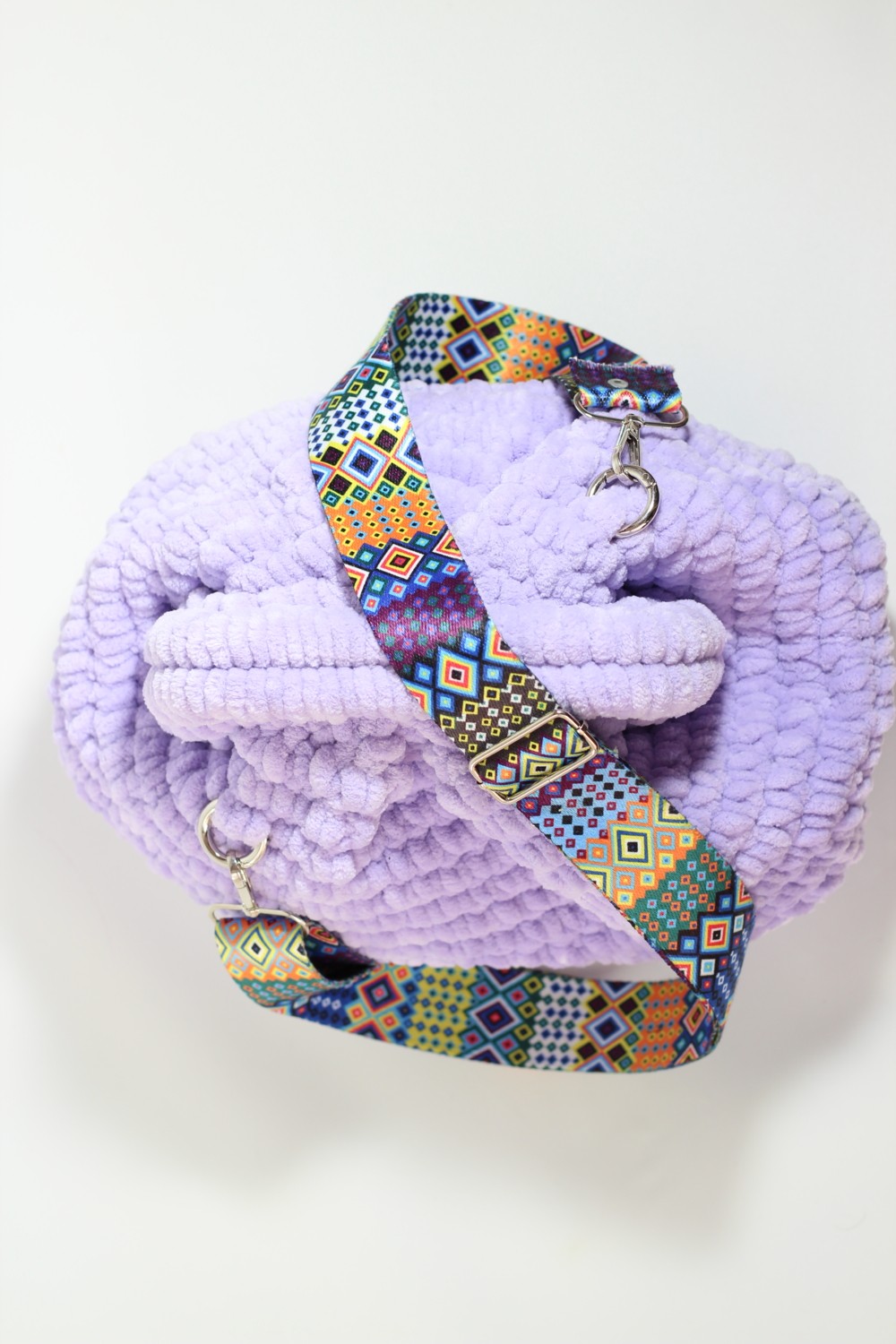 Mercan Designs Lila Kadife Ipli Şık Clutch Çanta görsel 4