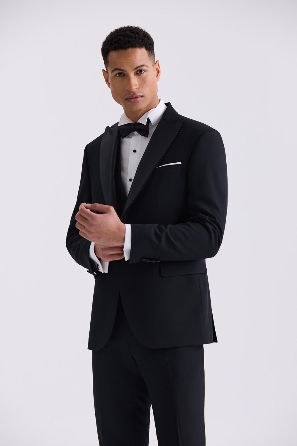 Jakamen Siyah Slim Fit Sivri Yaka Smokin Takım Elbise görsel 5