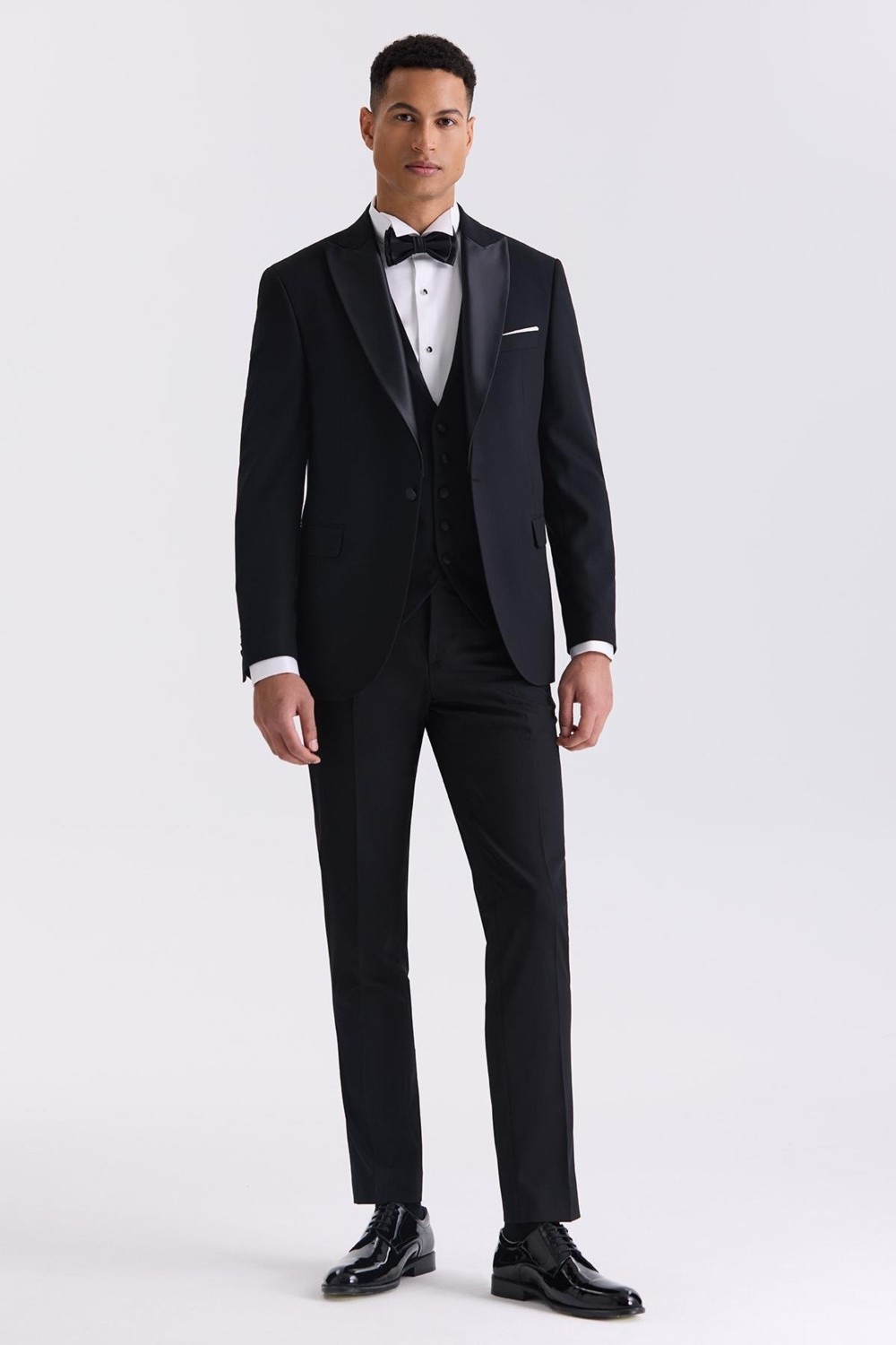 Jakamen Siyah Slim Fit Sivri Yaka Smokin Takım Elbise görsel 6
