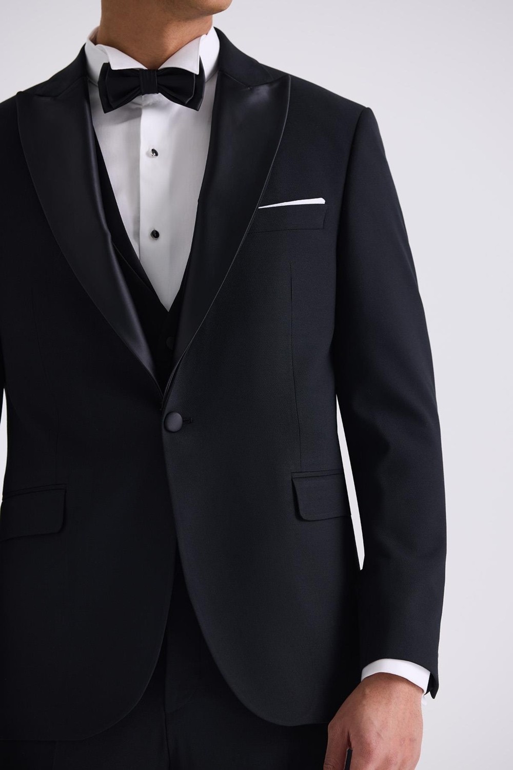 Jakamen Siyah Slim Fit Sivri Yaka Smokin Takım Elbise görsel 7