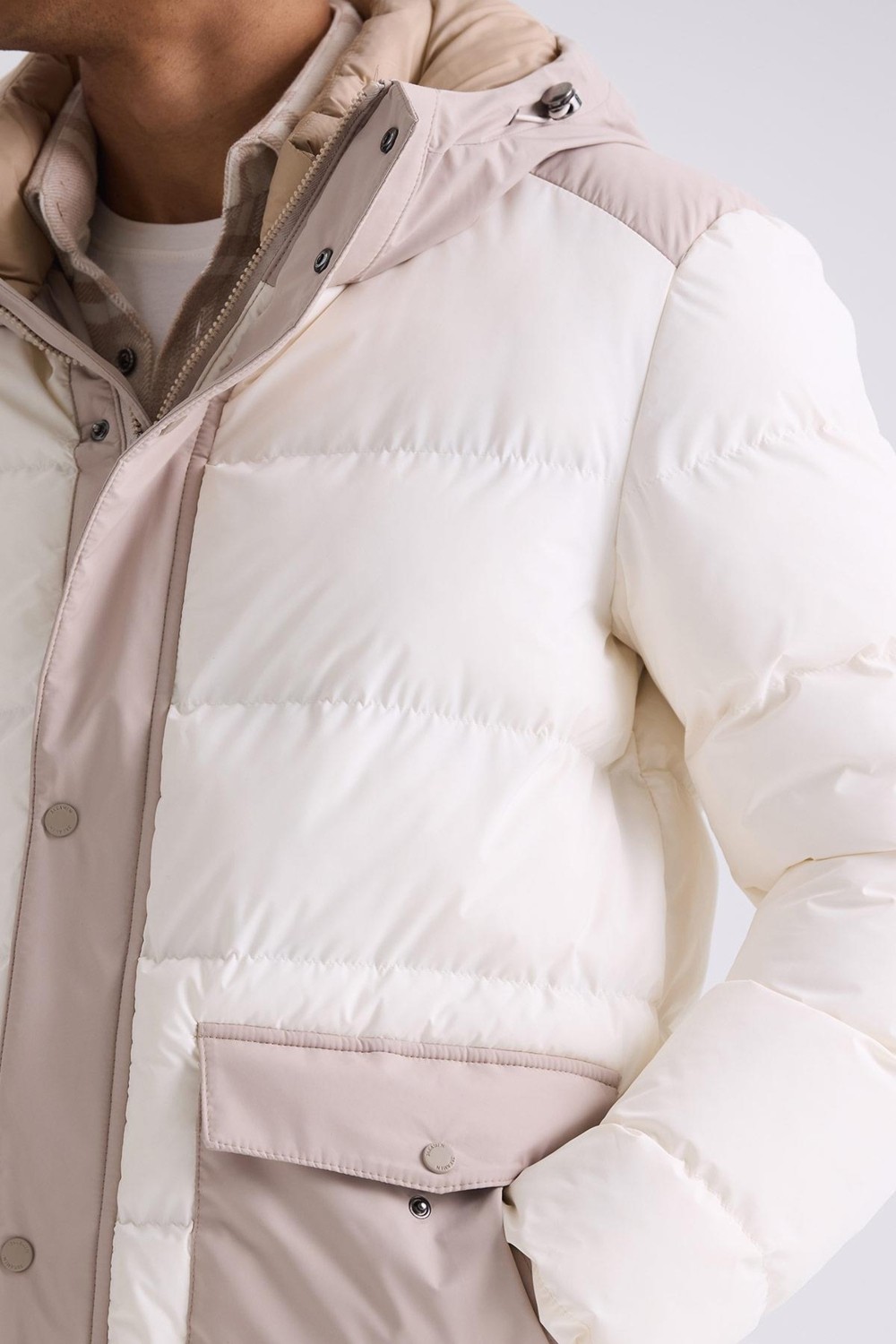 Jakamen Ekru Comfort Fit Kapüşonlu Cepli Şişme Mont görsel 3