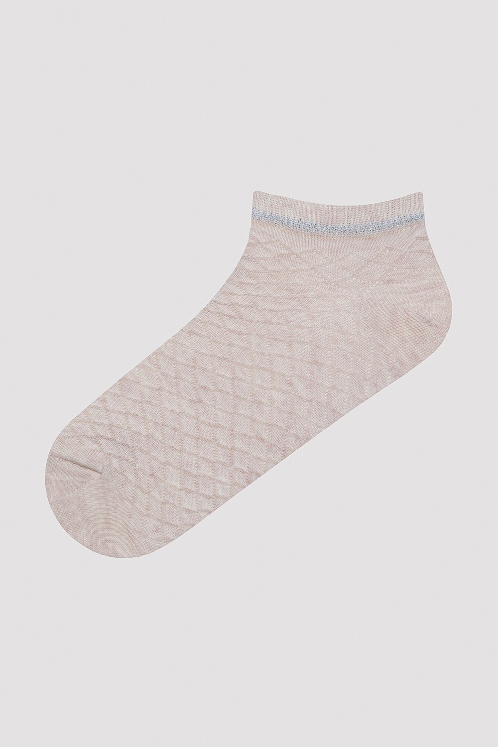 Penti Diamond Jacquard Pembe 3lü Patik Çorap görsel 3