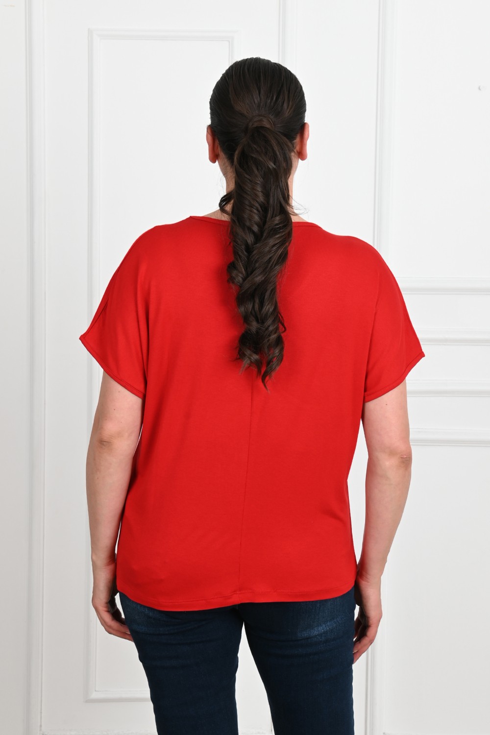 Koza Kadın V Yaka Büyük Beden T-Shirt 1486-23 görsel 2